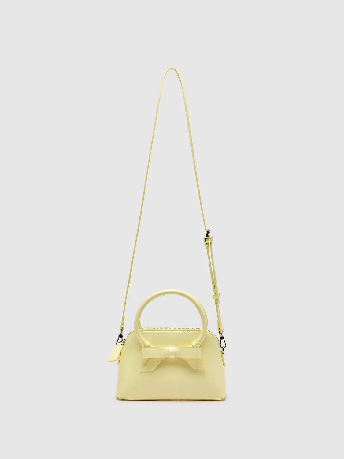 Mini Hard Pastel Leather Bow Adjustable Strap Crossbody Bag