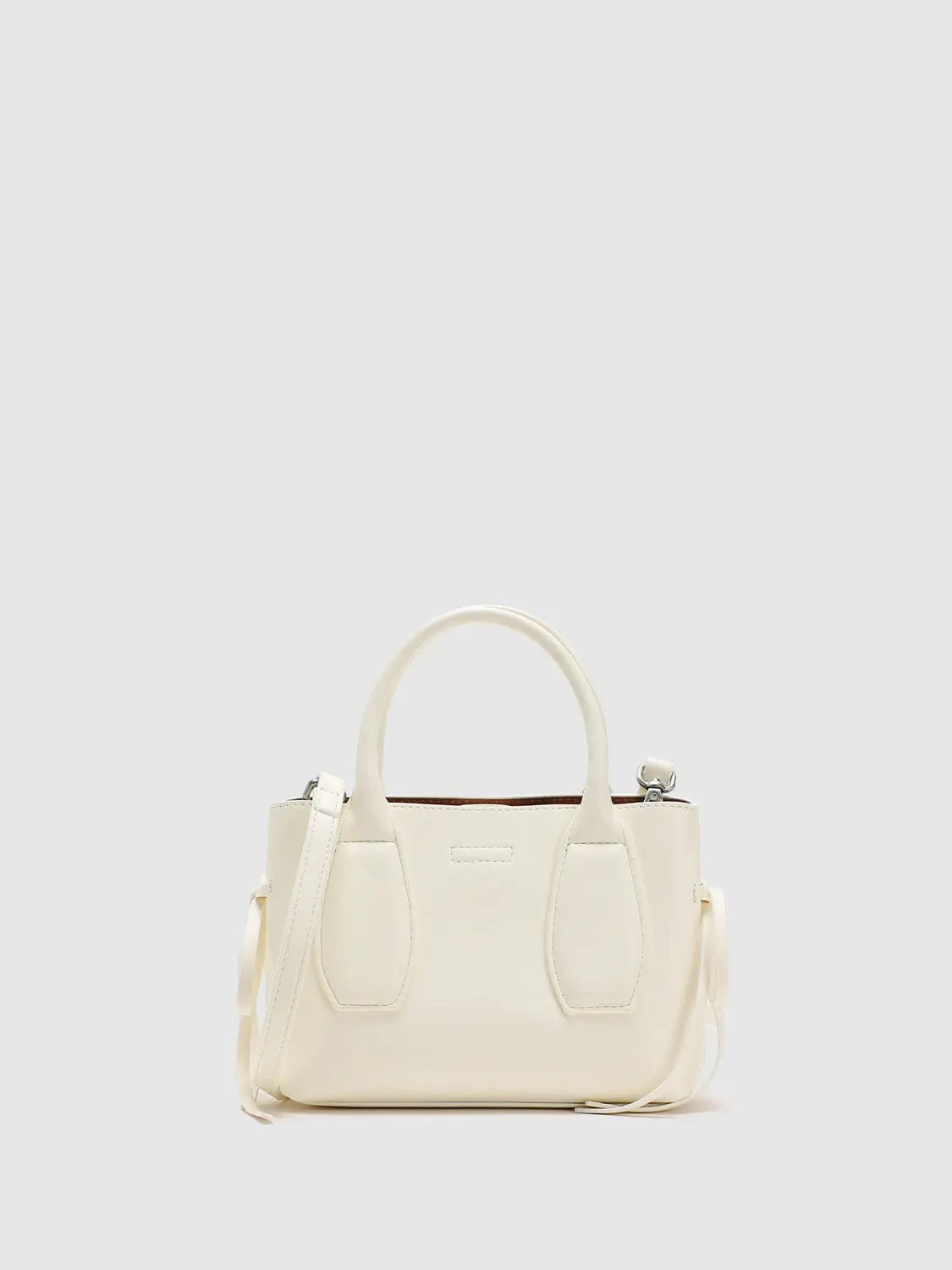 Faux Leather Structured Top Handle Shoulder Bag