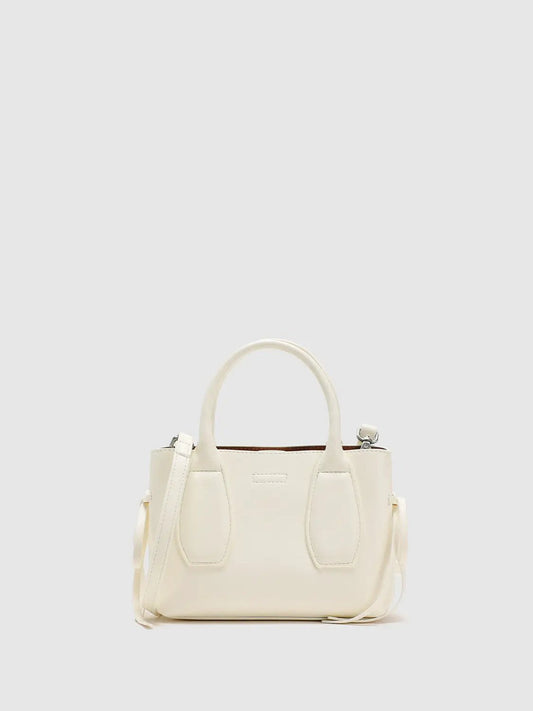 Faux Leather Structured Top Handle Shoulder Bag