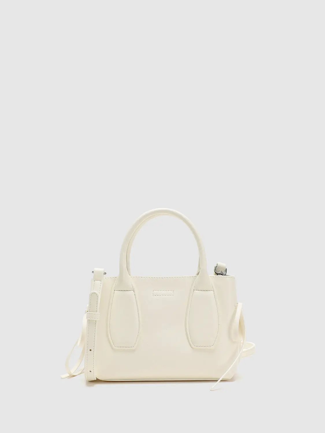 Faux Leather Structured Top Handle Shoulder Bag