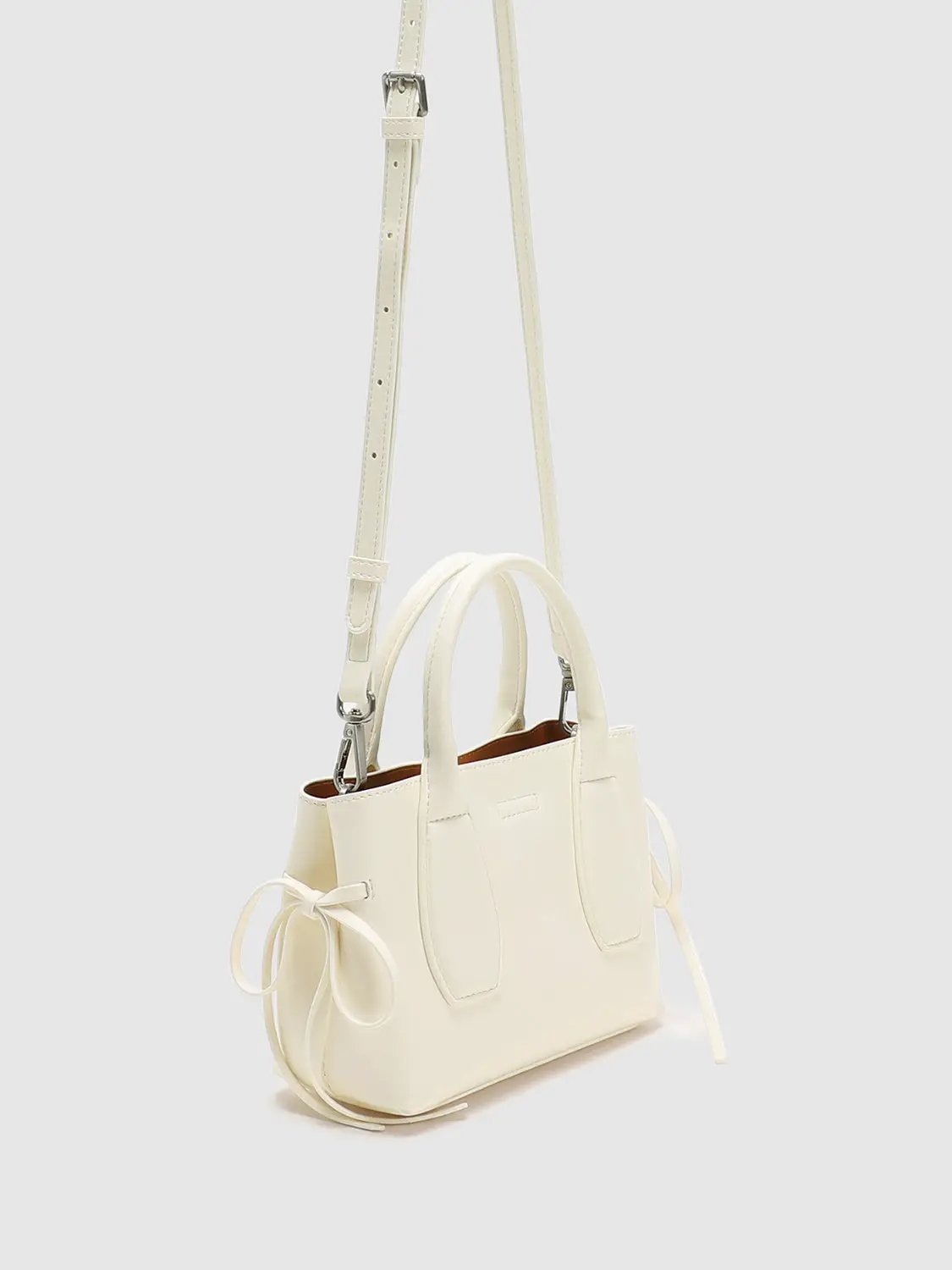 Faux Leather Structured Top Handle Shoulder Bag