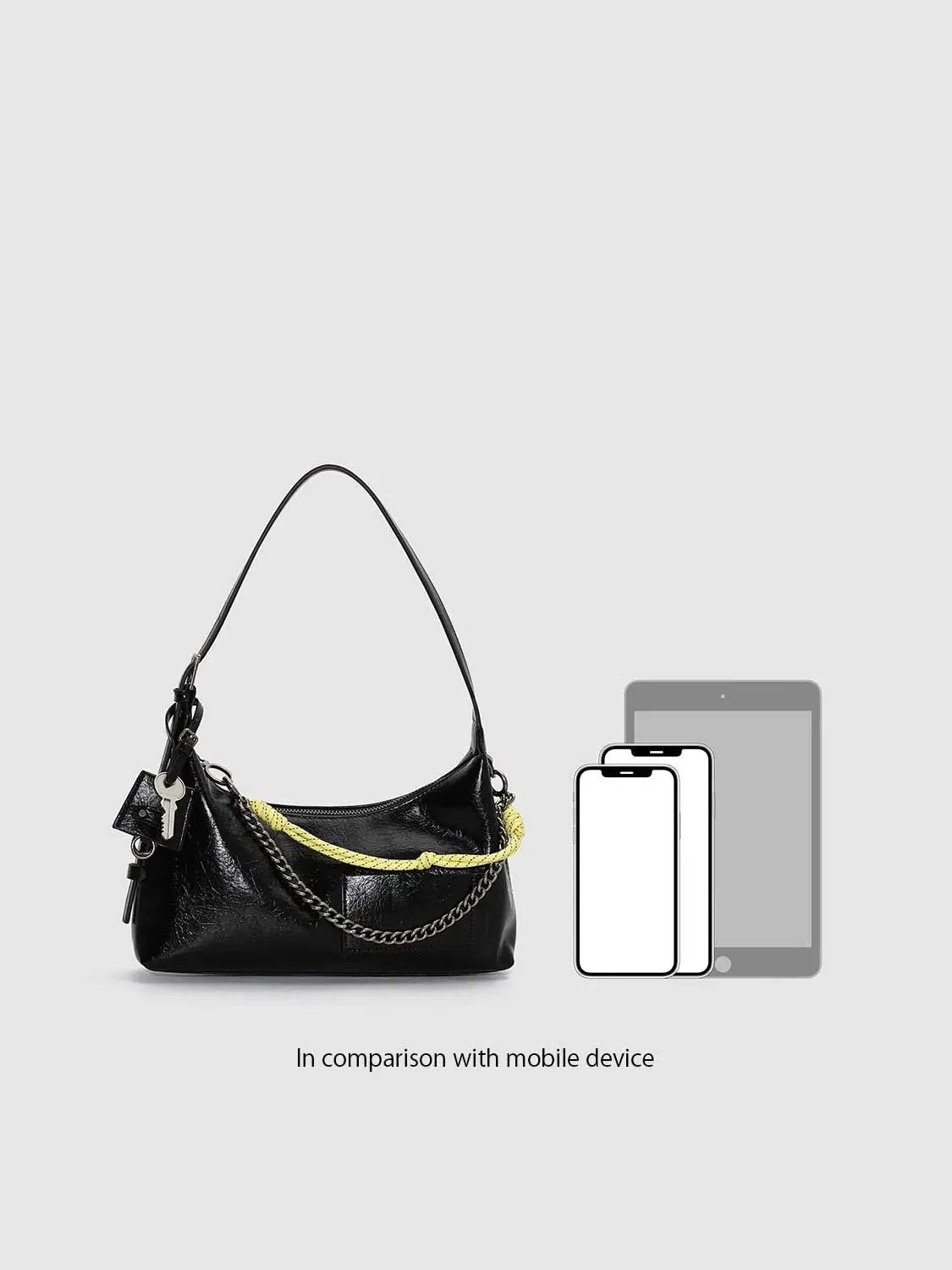 Solid Color Chain Decor Casual Shoulder Handbag