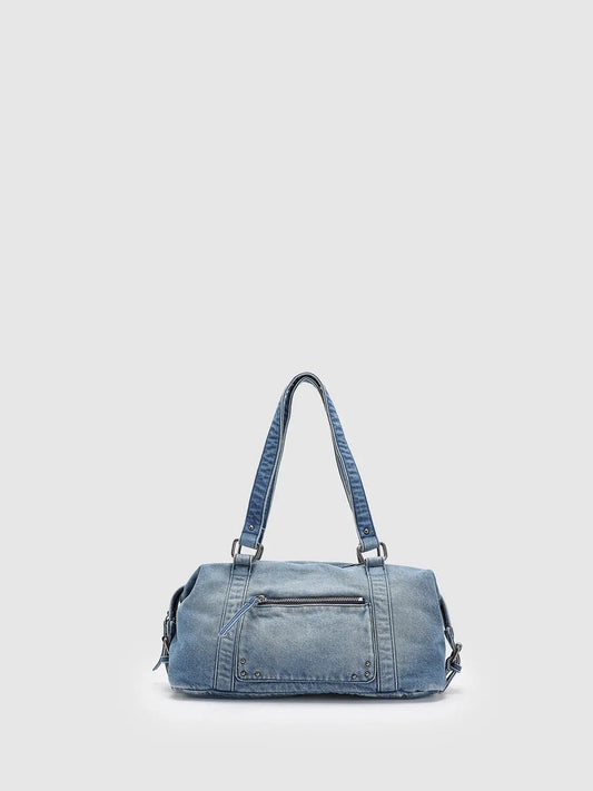 Washed Denim Large-Capacity Shoulder Bag
