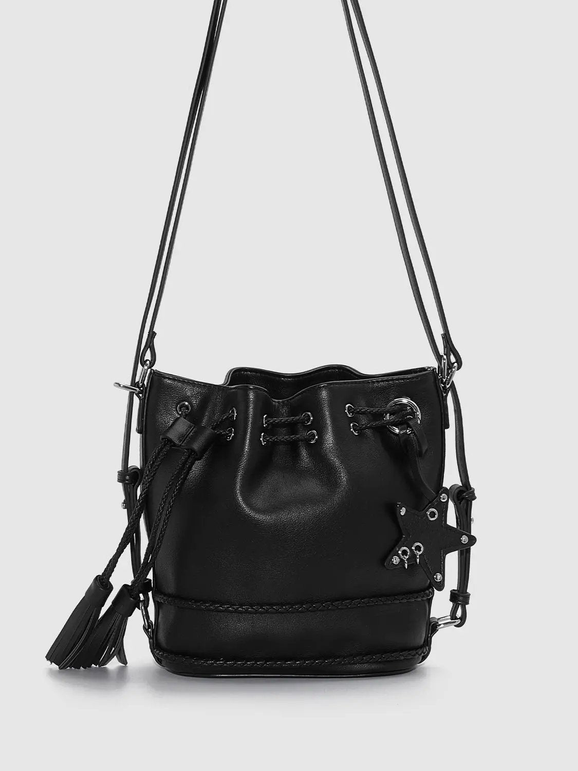 Textured Shell Tassel Detail Compact Backpack