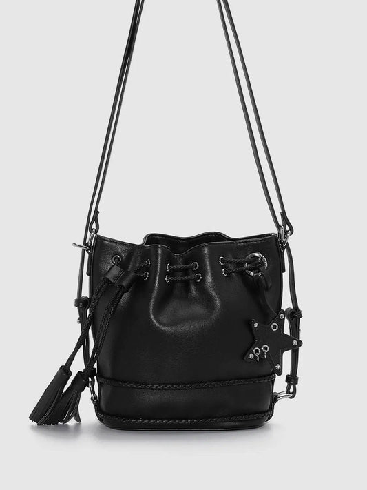 Textured Shell Tassel Detail Compact Backpack