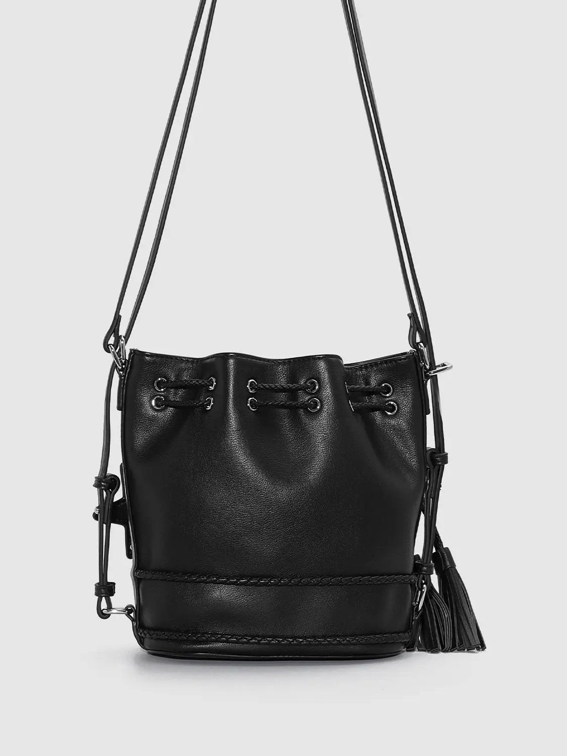 Textured Shell Tassel Detail Compact Backpack