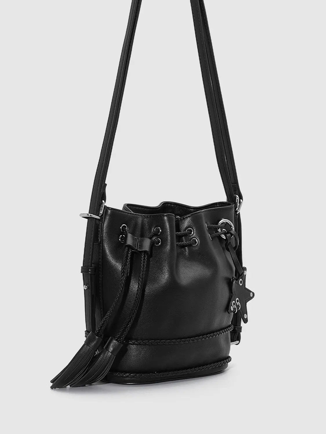 Textured Shell Tassel Detail Compact Backpack
