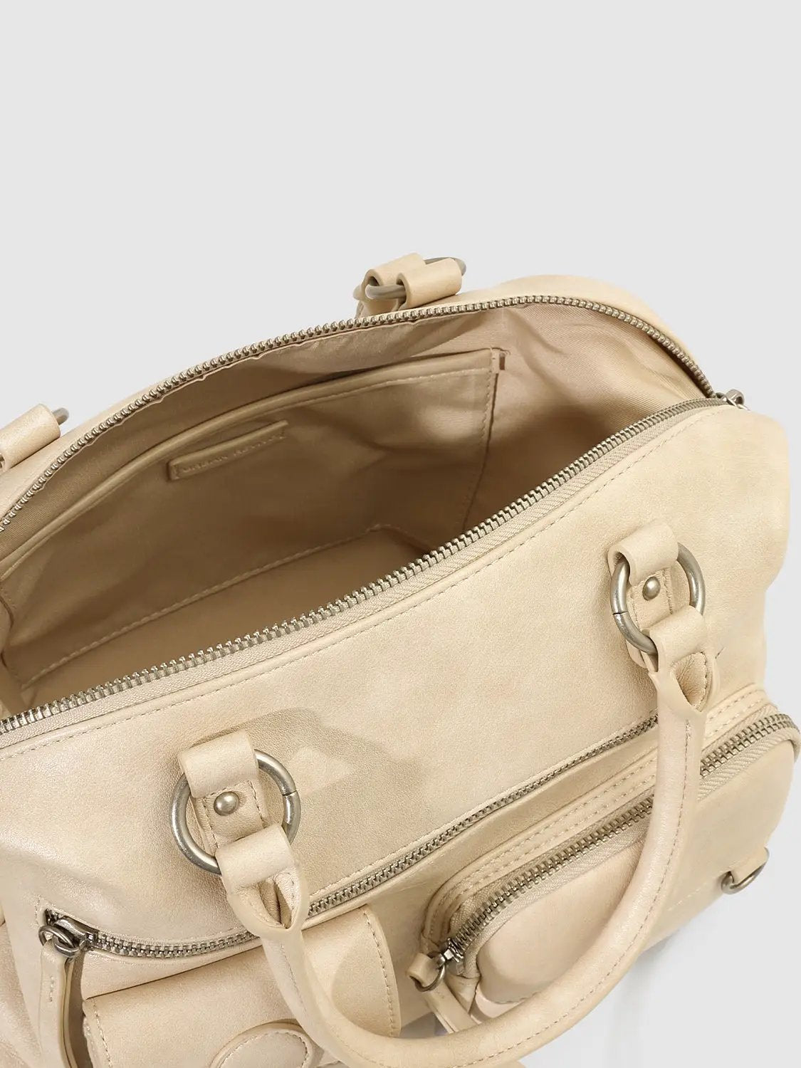 Faux Leather Zipper Front Pocket Shoulder Bag