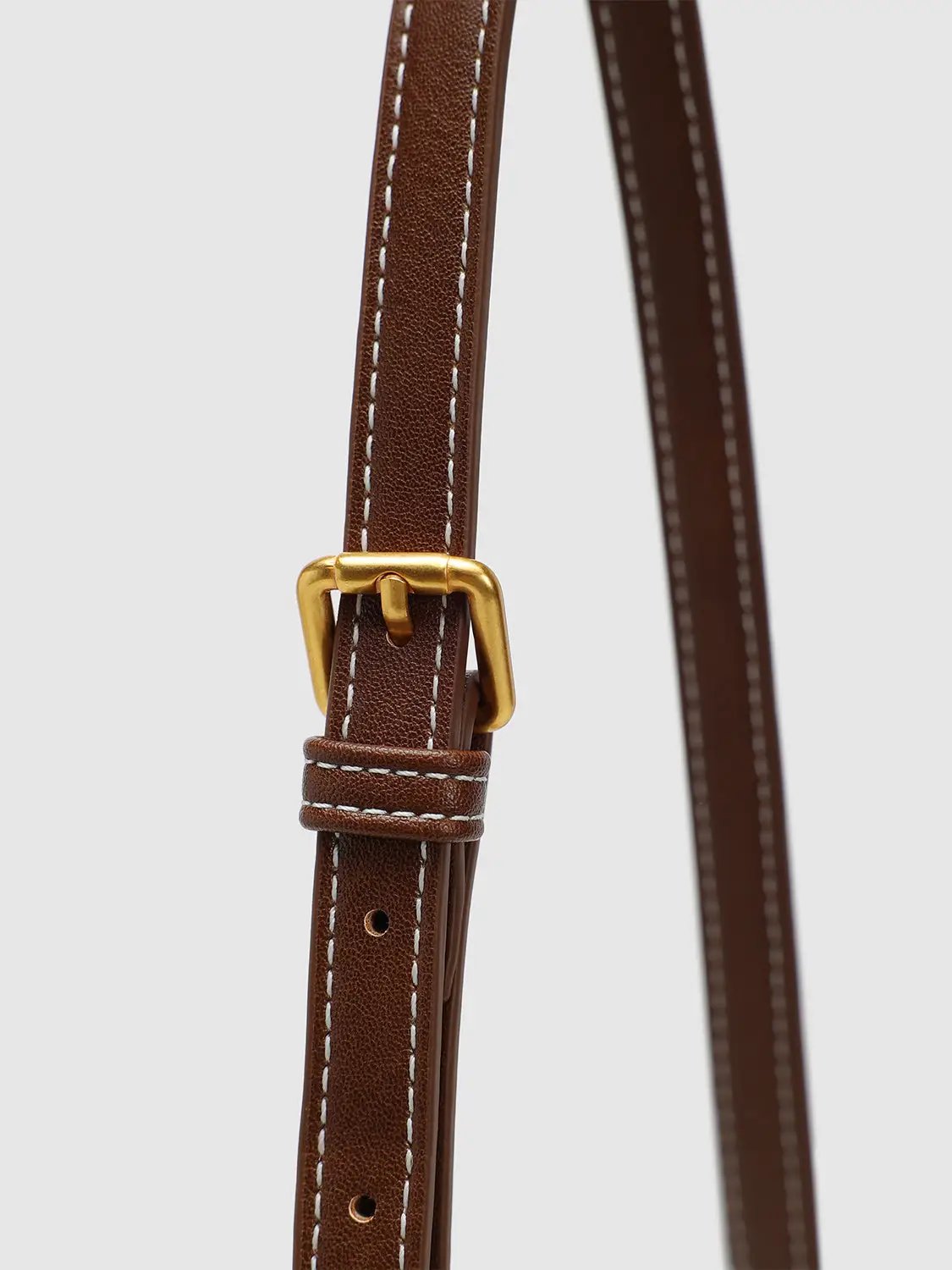 Faux Leather Gold Hardware Belted Accent Satchel Bag
