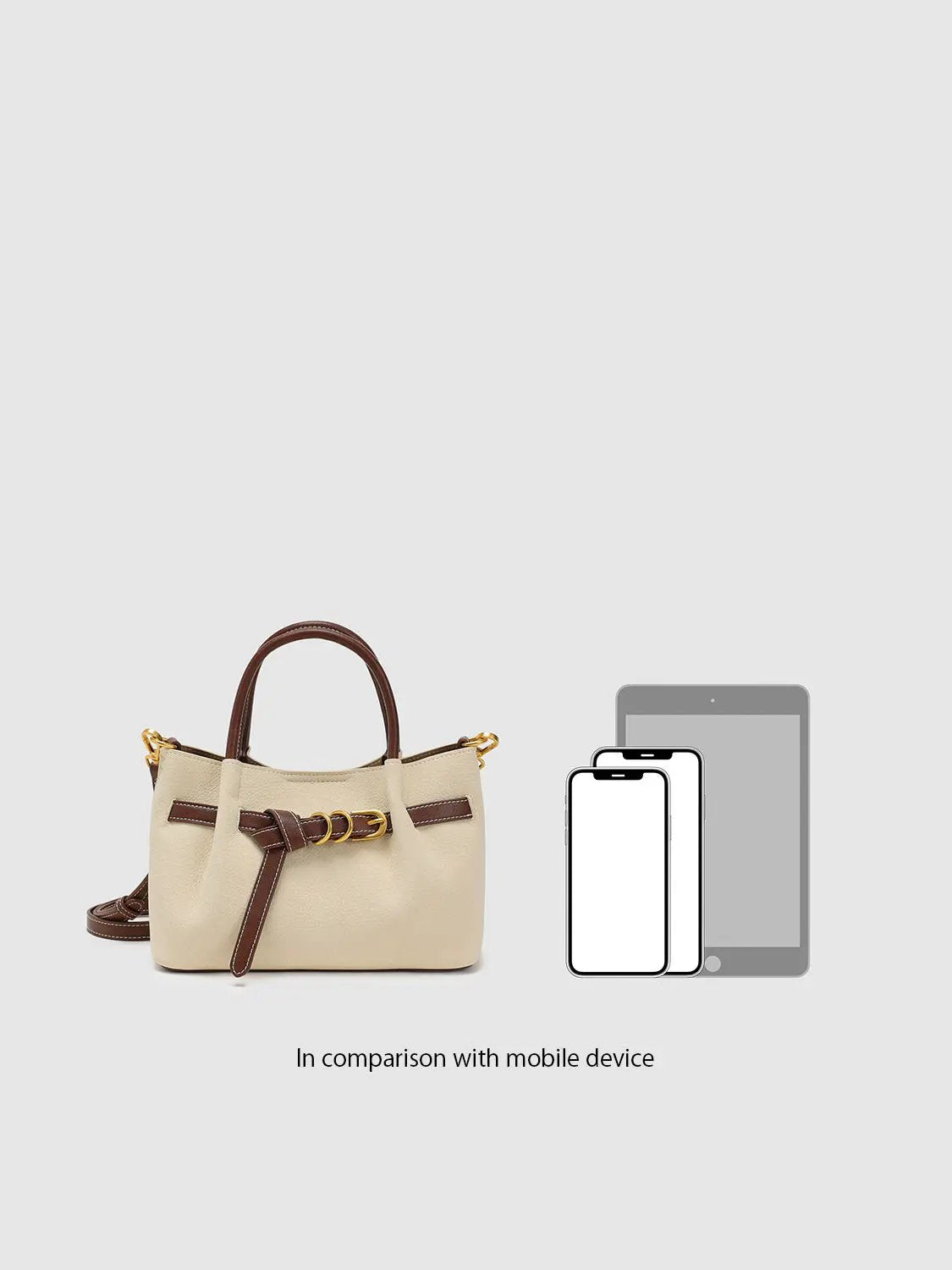 Faux Leather Gold Hardware Belted Accent Satchel Bag