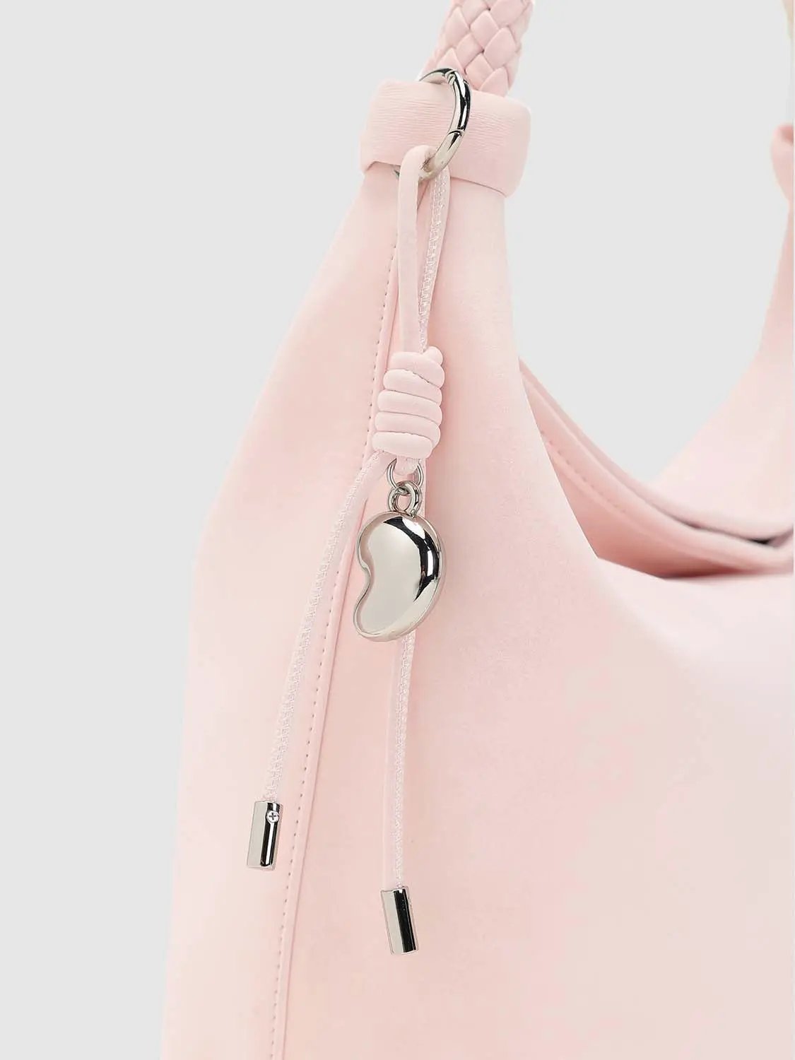 Faux Leather Braided Handle Shoulder Bag