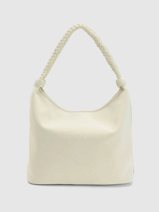 Faux Leather Braided Handle Shoulder Bag