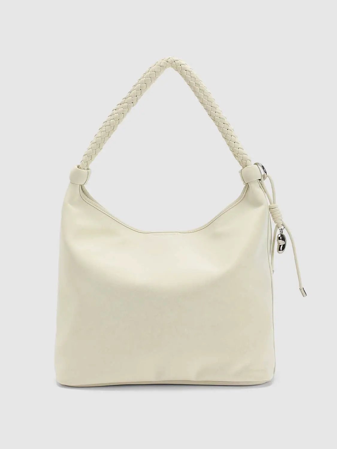 Faux Leather Braided Handle Shoulder Bag