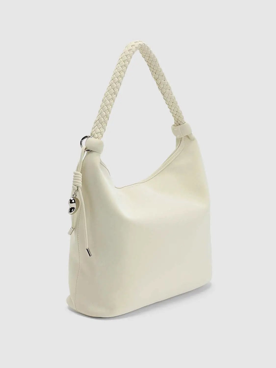Faux Leather Braided Handle Shoulder Bag
