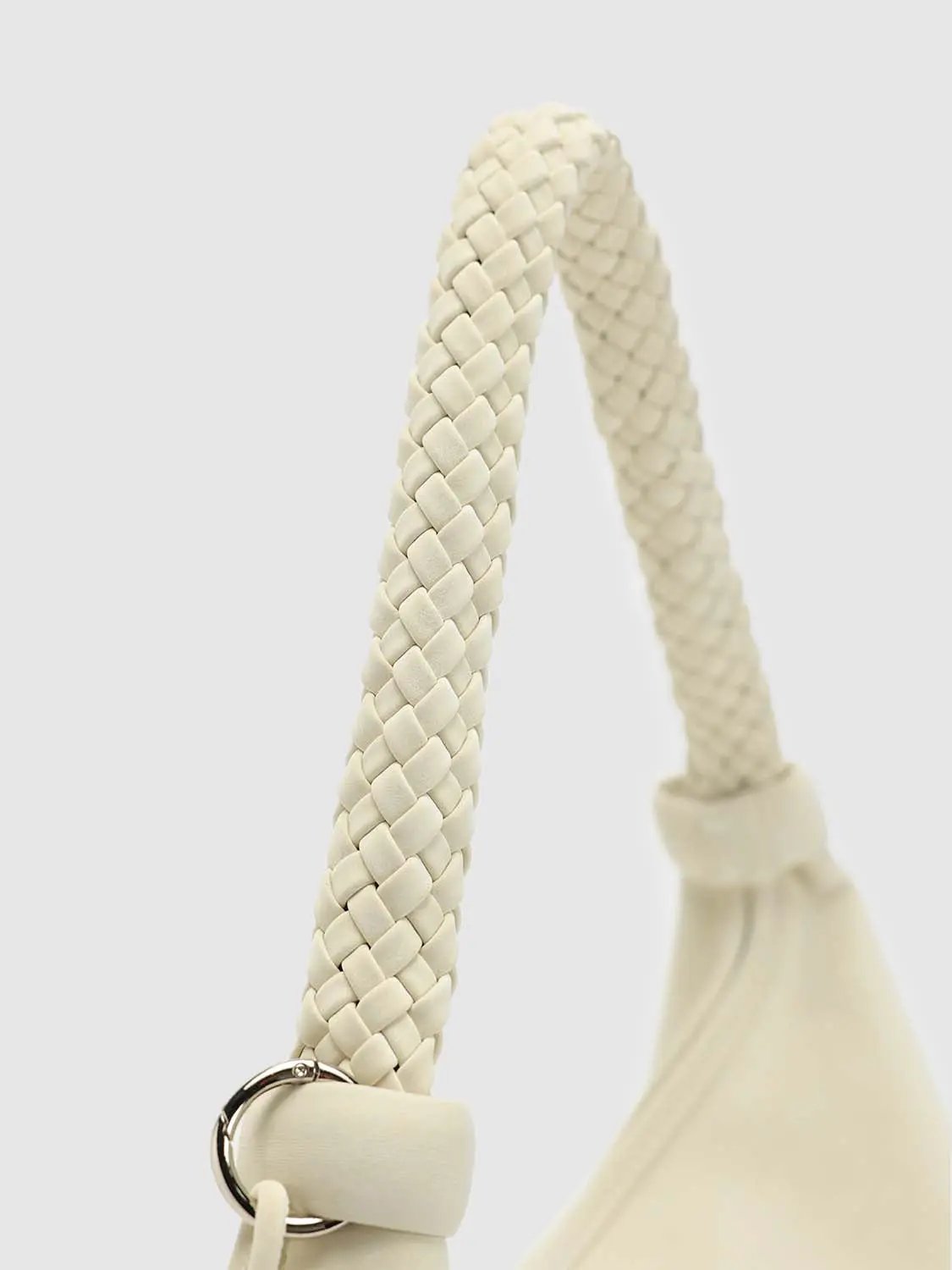 Faux Leather Braided Handle Shoulder Bag