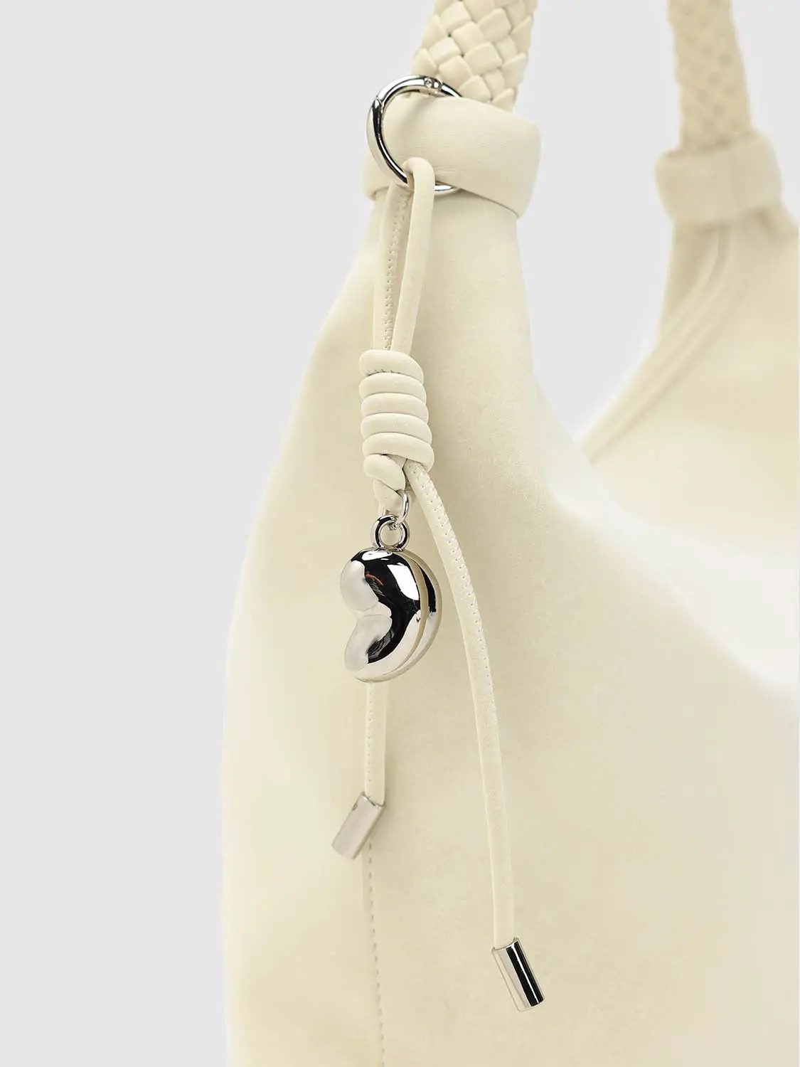 Faux Leather Braided Handle Shoulder Bag