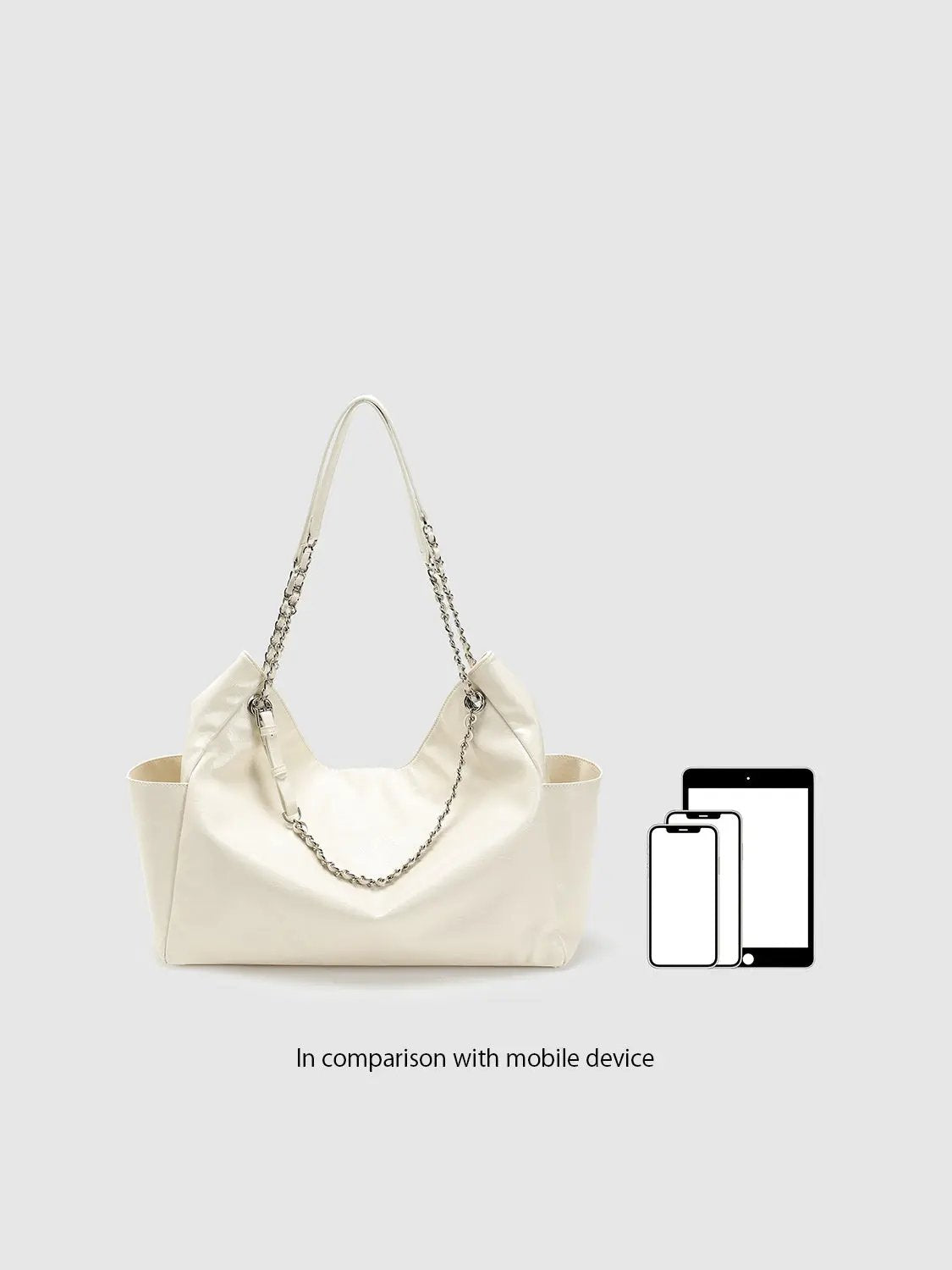Faux Leather Tote With Chain Strap Stylish Hobo Shoulder Bag