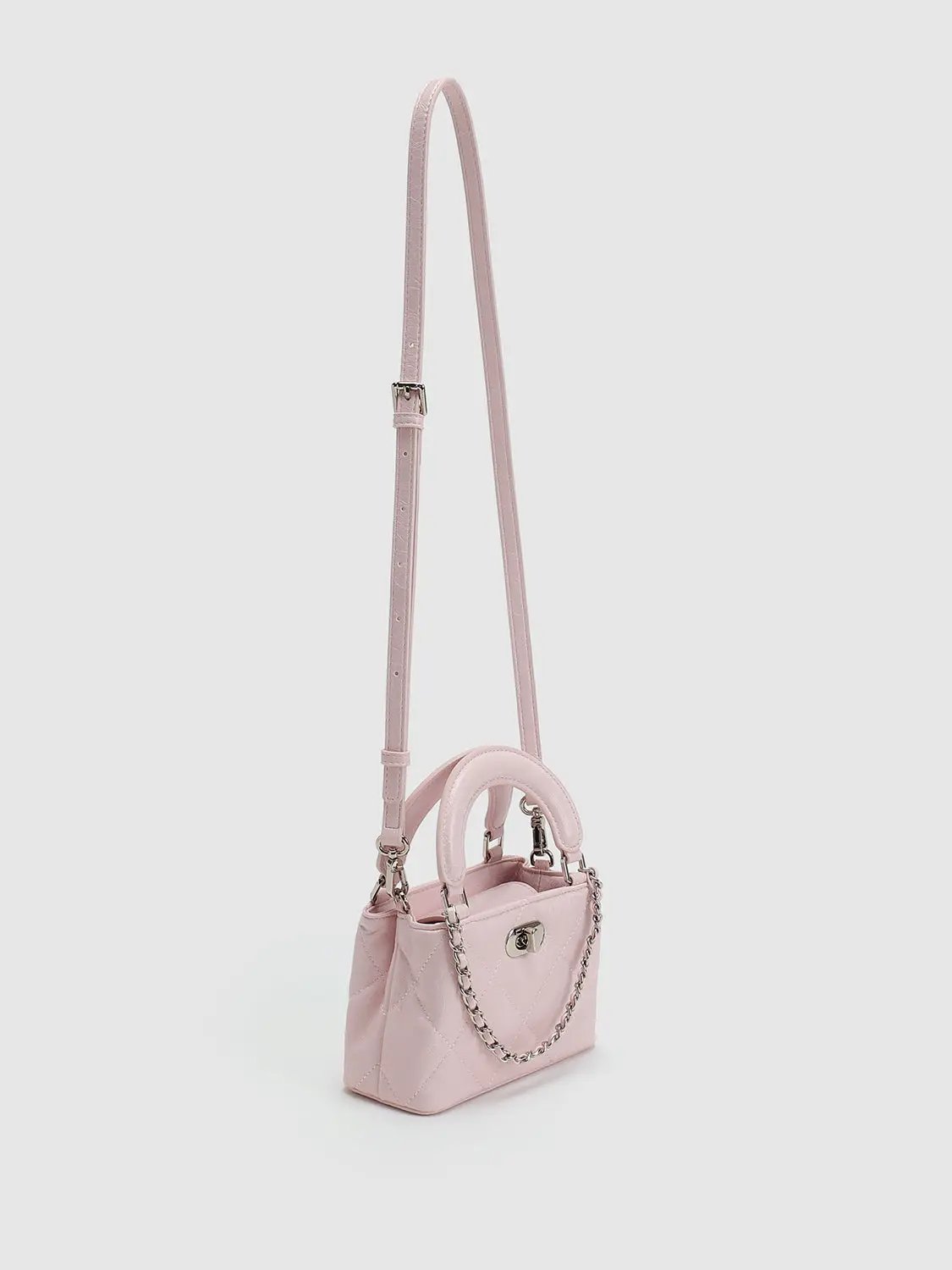 Diamond Quilted Top Handle Crossbody Bag