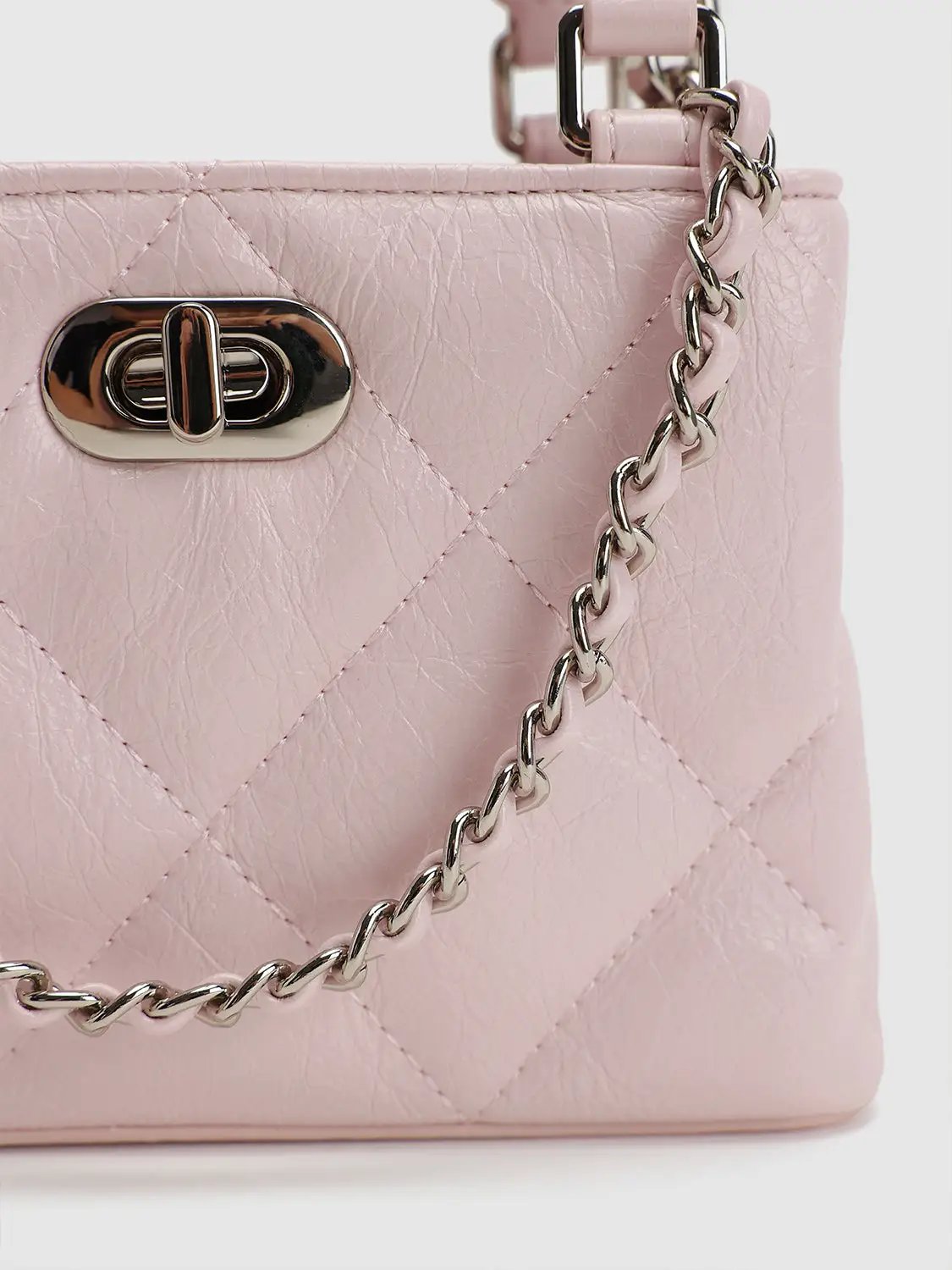 Diamond Quilted Top Handle Crossbody Bag