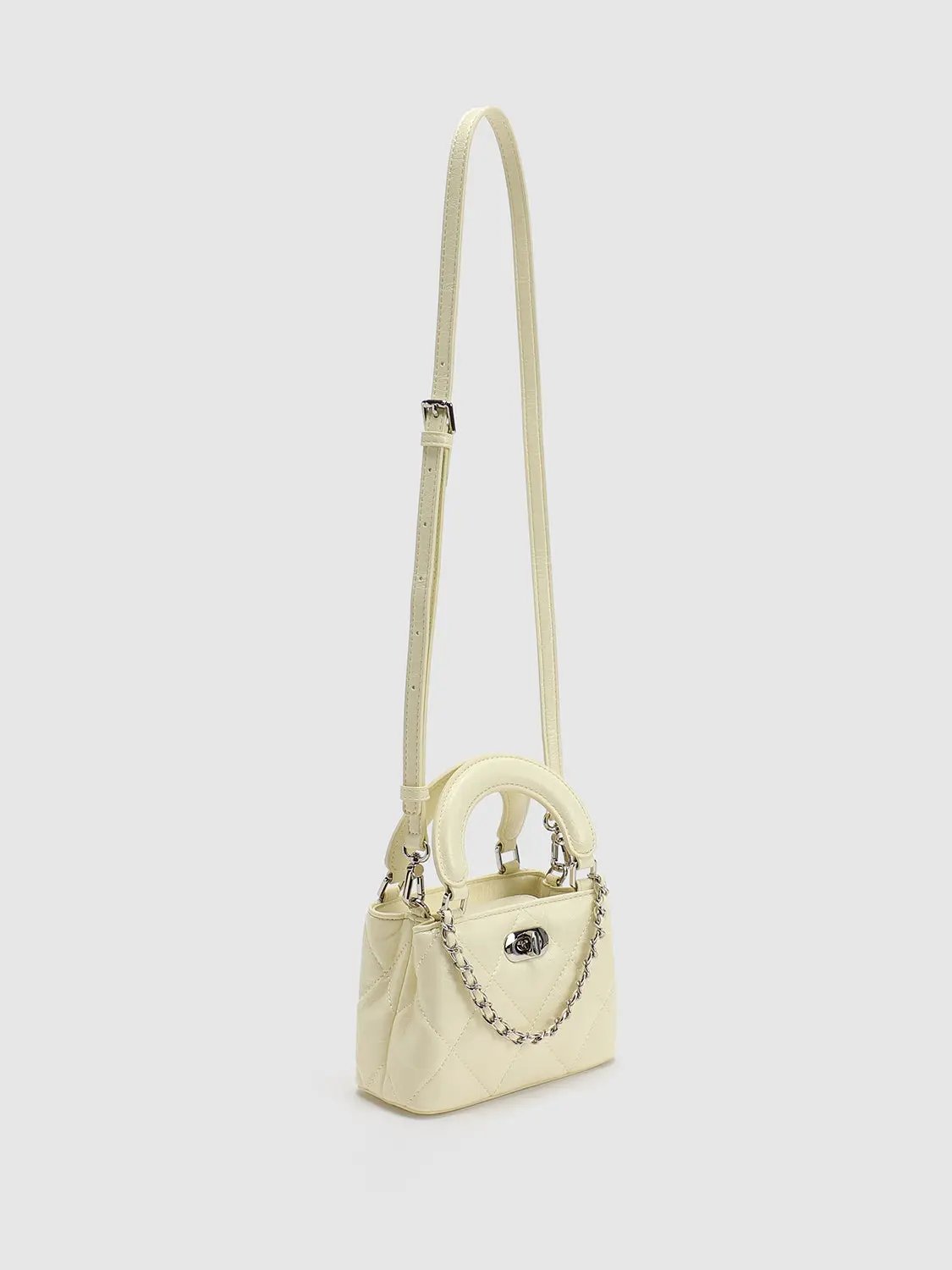 Diamond Quilted Top Handle Crossbody Bag