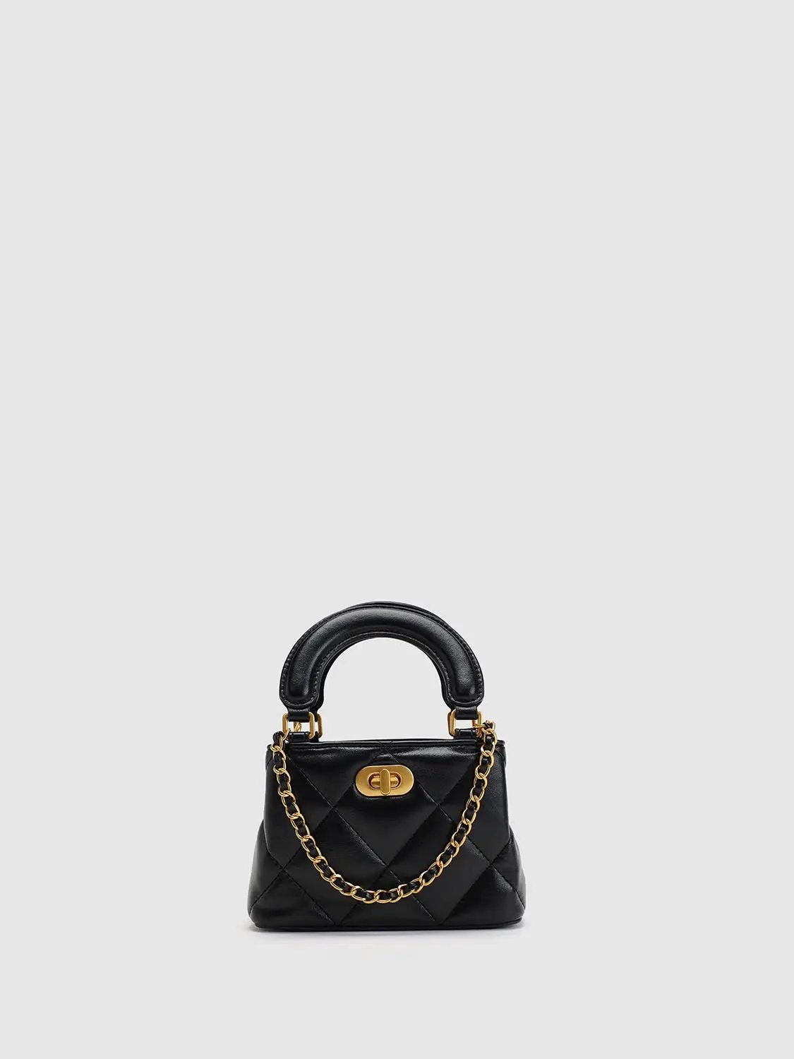 Quilted Artificial Leather Top Handle Crossbody Bag