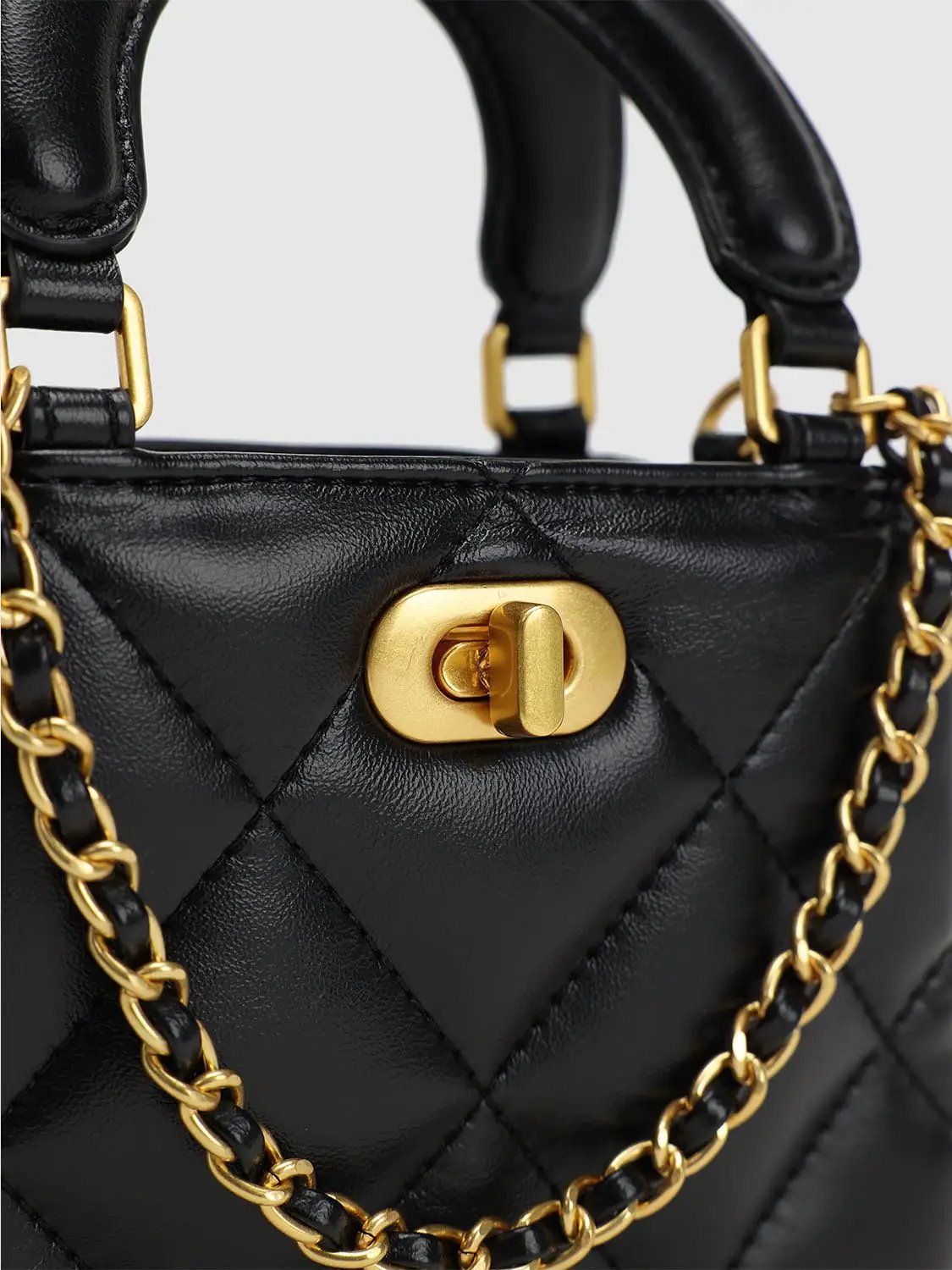 Quilted Artificial Leather Top Handle Crossbody Bag