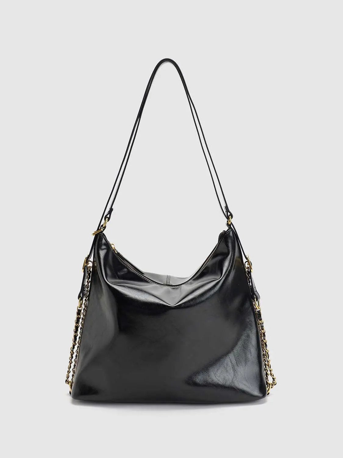 Textured Slouchy Hobo Chain Strap Bag