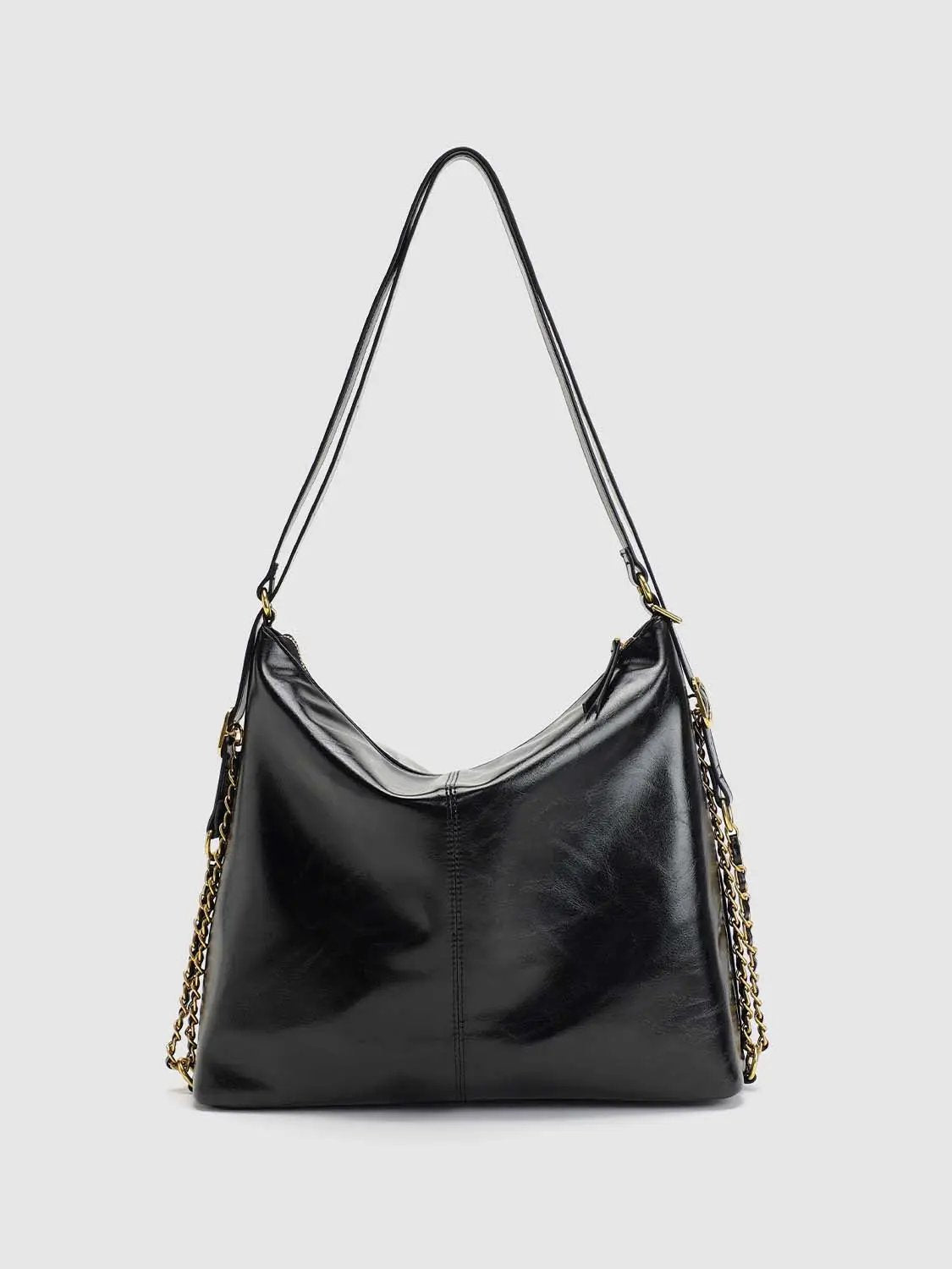 Textured Slouchy Hobo Chain Strap Bag