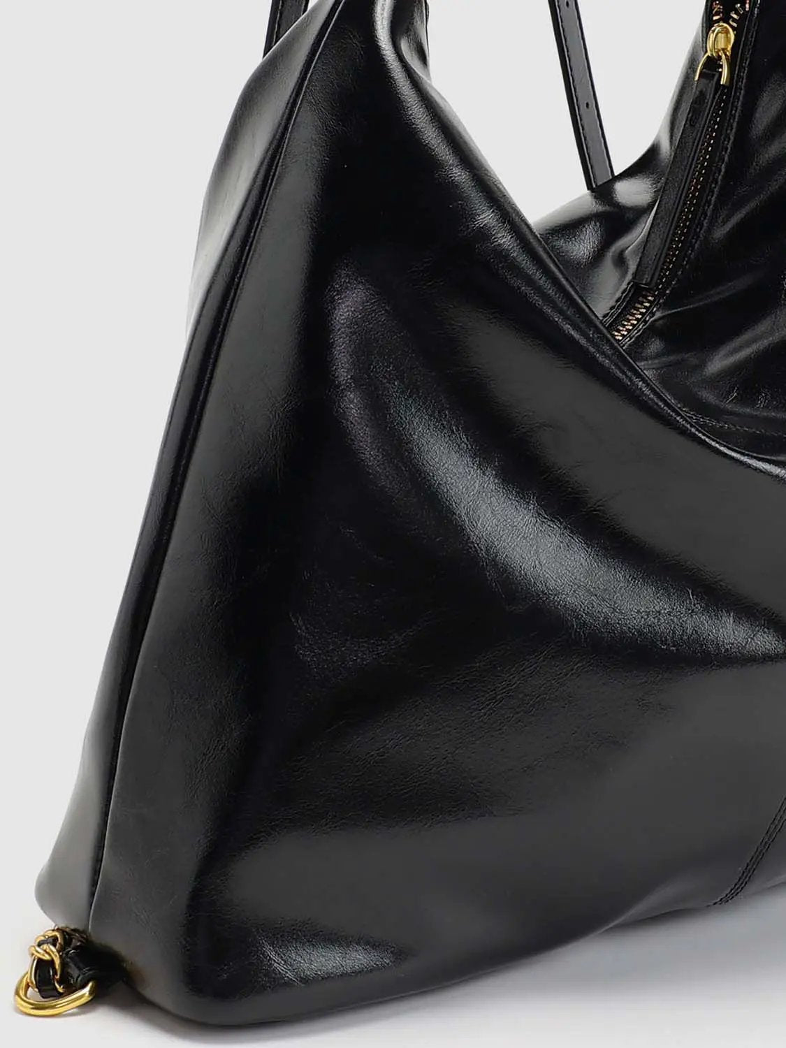 Textured Slouchy Hobo Chain Strap Bag