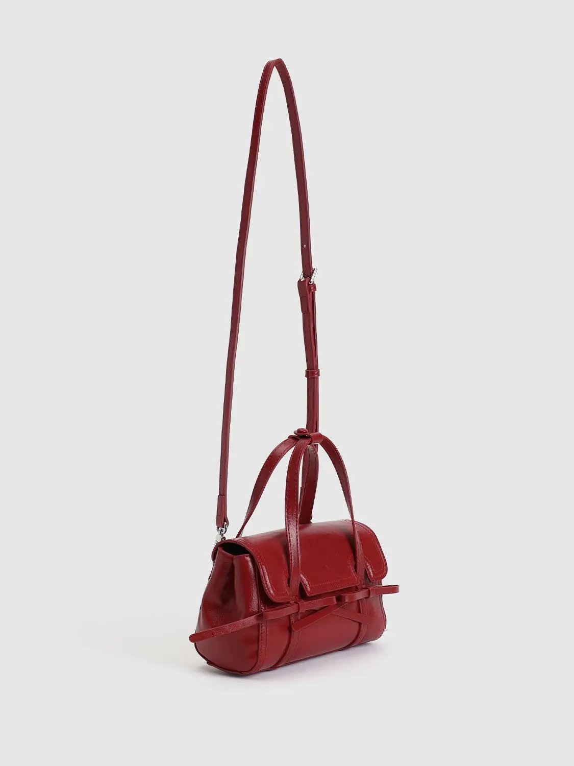 Burgundy Bow Front Top Handle Crossbody Bag