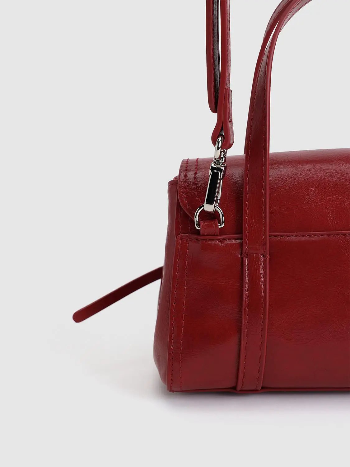 Burgundy Bow Front Top Handle Crossbody Bag