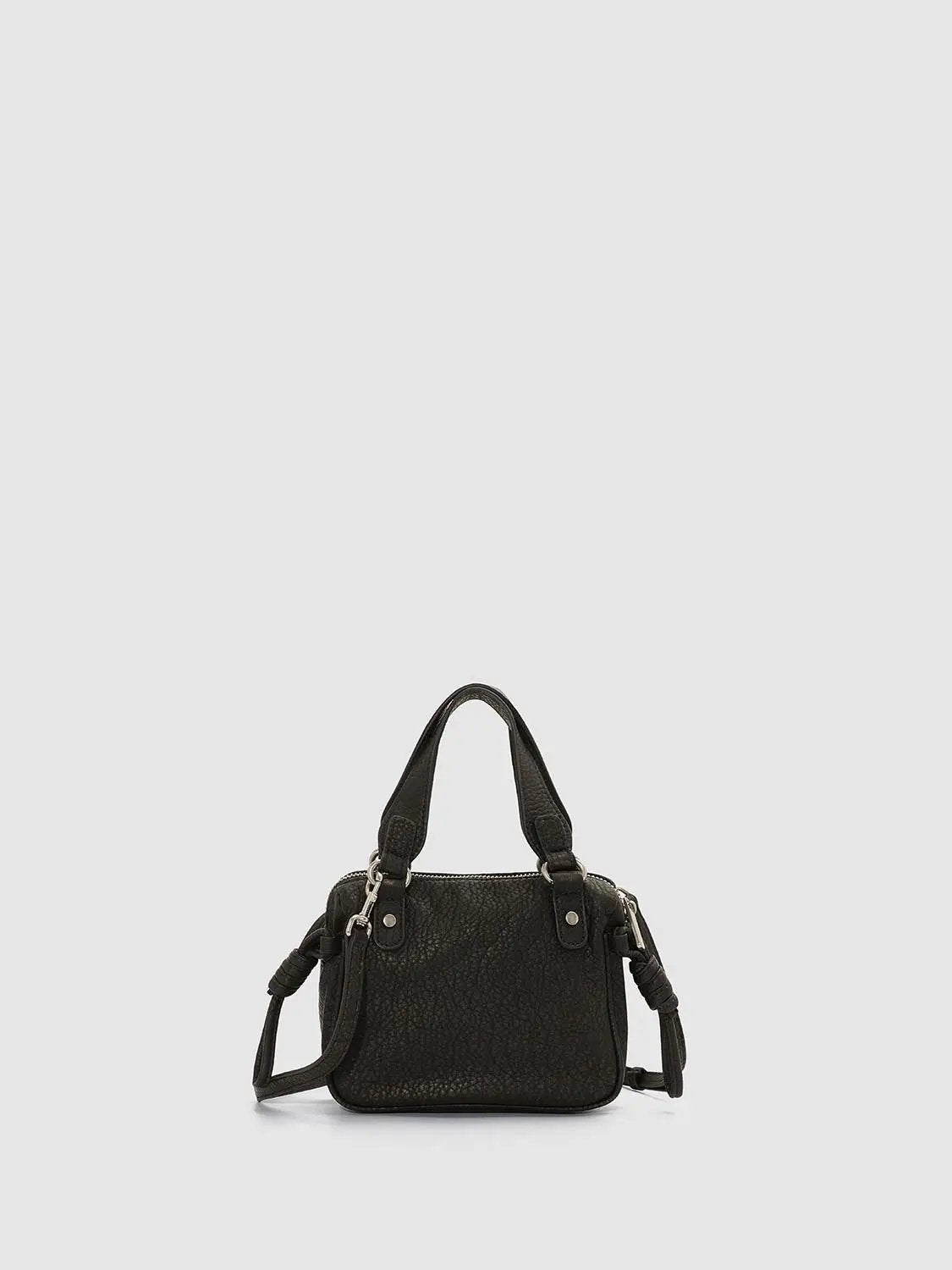 Textured Top Handle Curved Zipper Crossbody Bag