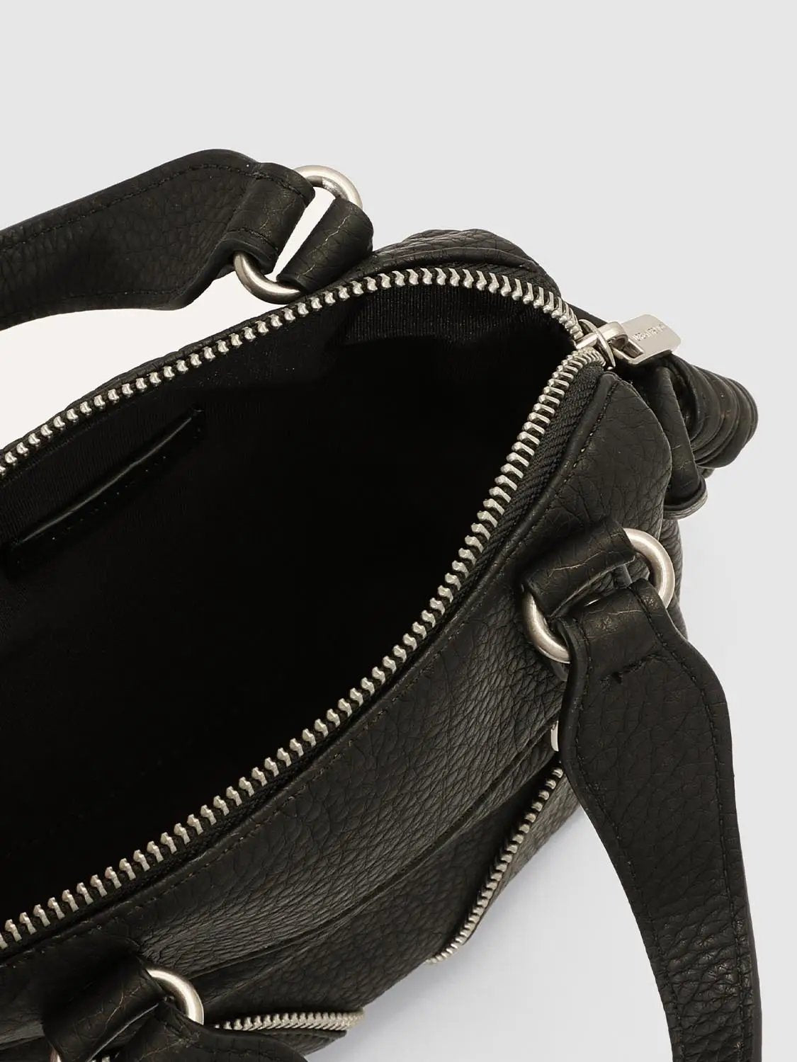 Textured Top Handle Curved Zipper Crossbody Bag