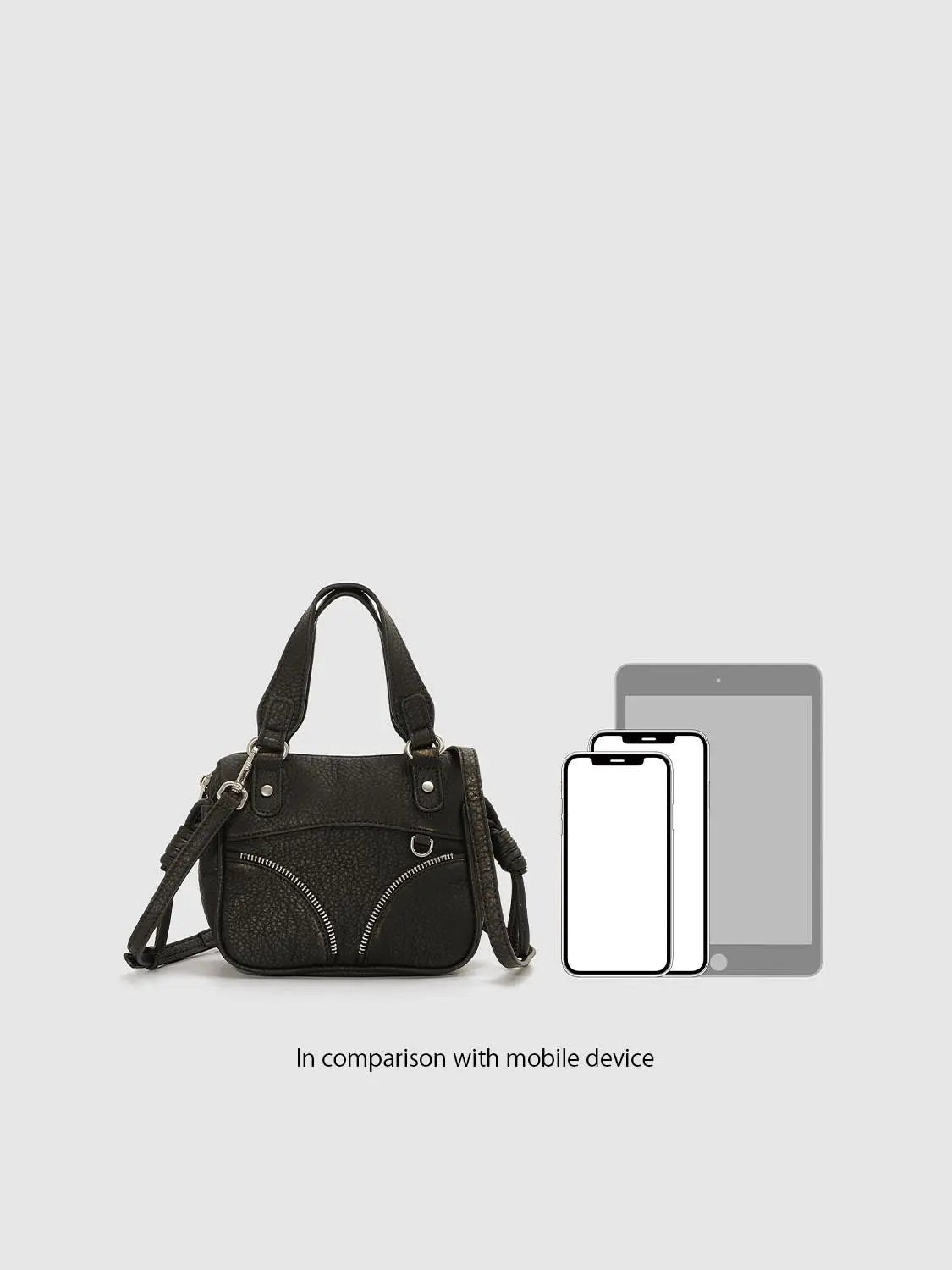 Textured Top Handle Curved Zipper Crossbody Bag