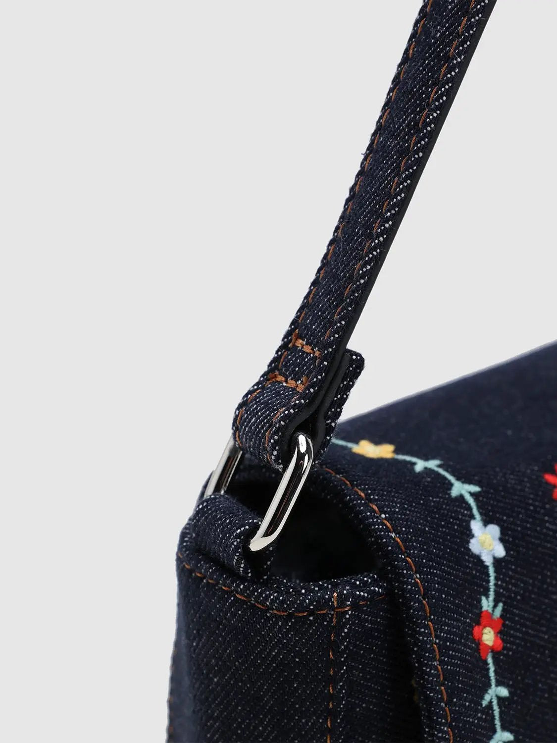Floral Embroidered Fabric Shoulder Bag