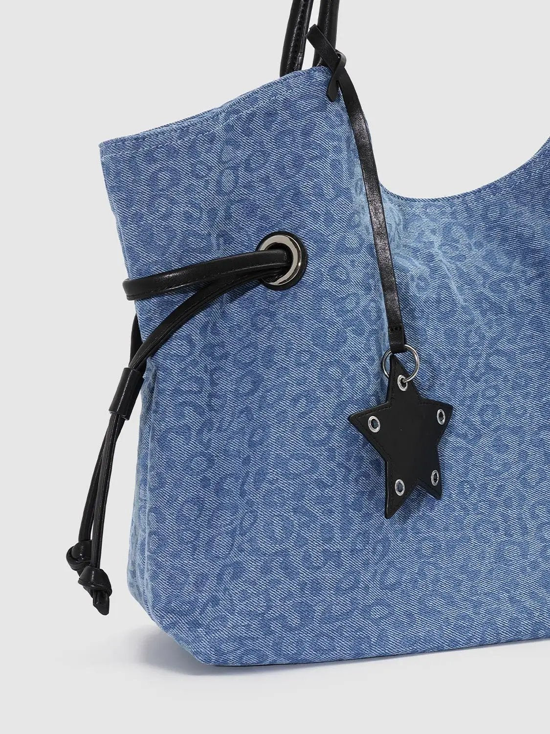 Blue Star Drawstring Textile Shopper Bag