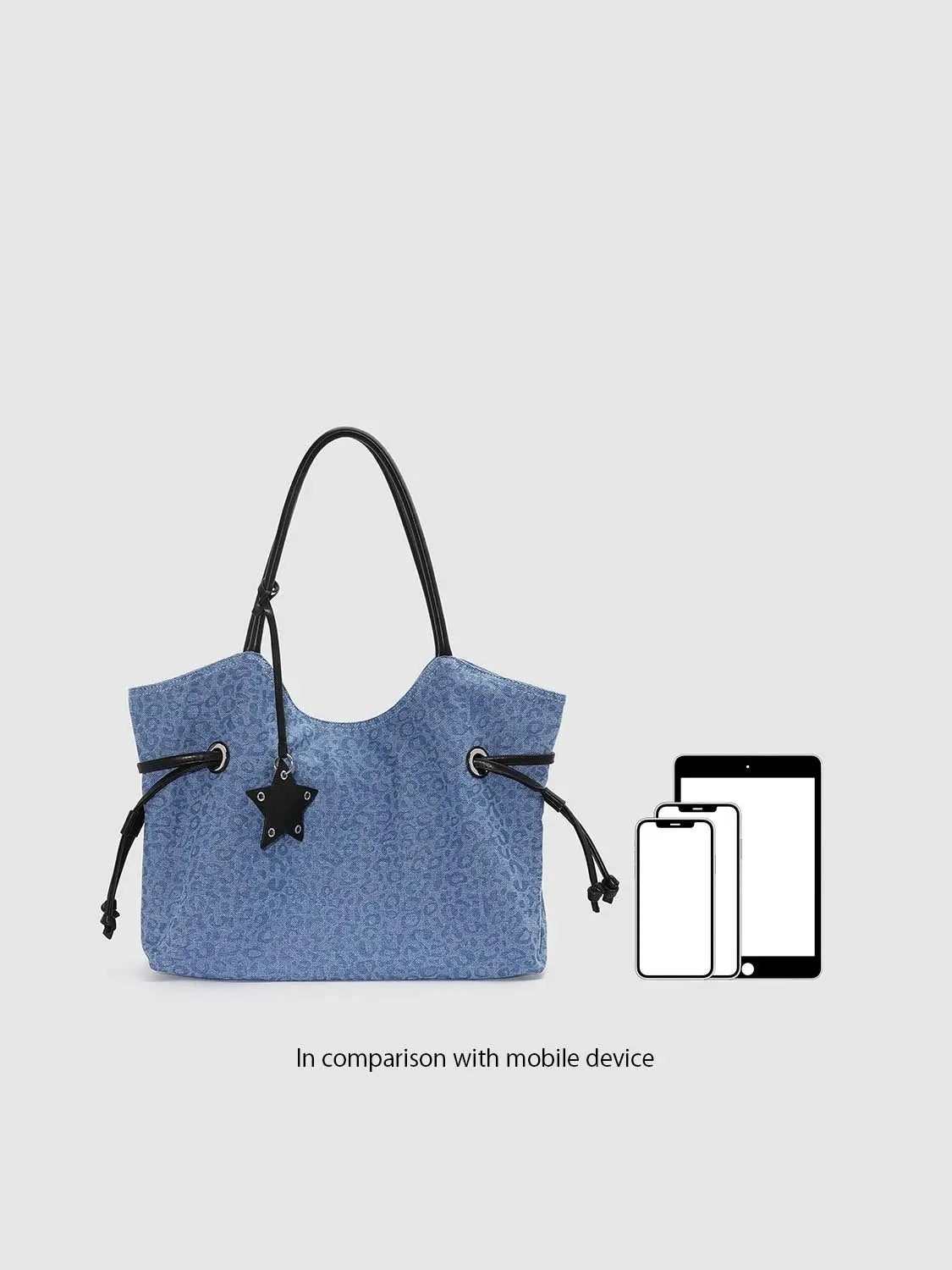 Blue Star Drawstring Textile Shopper Bag