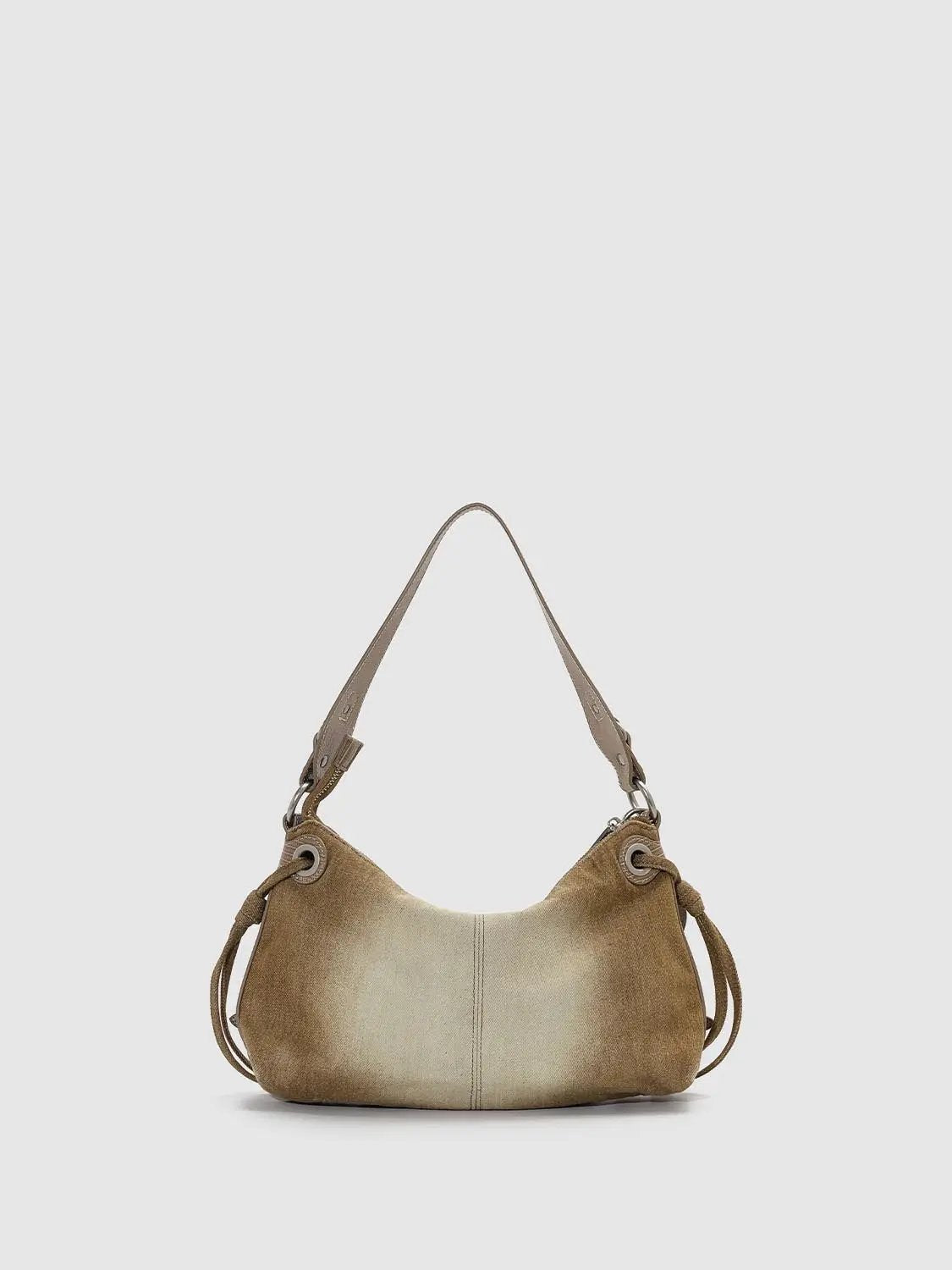 Distressed Canvas Hobo Bag With Buckle