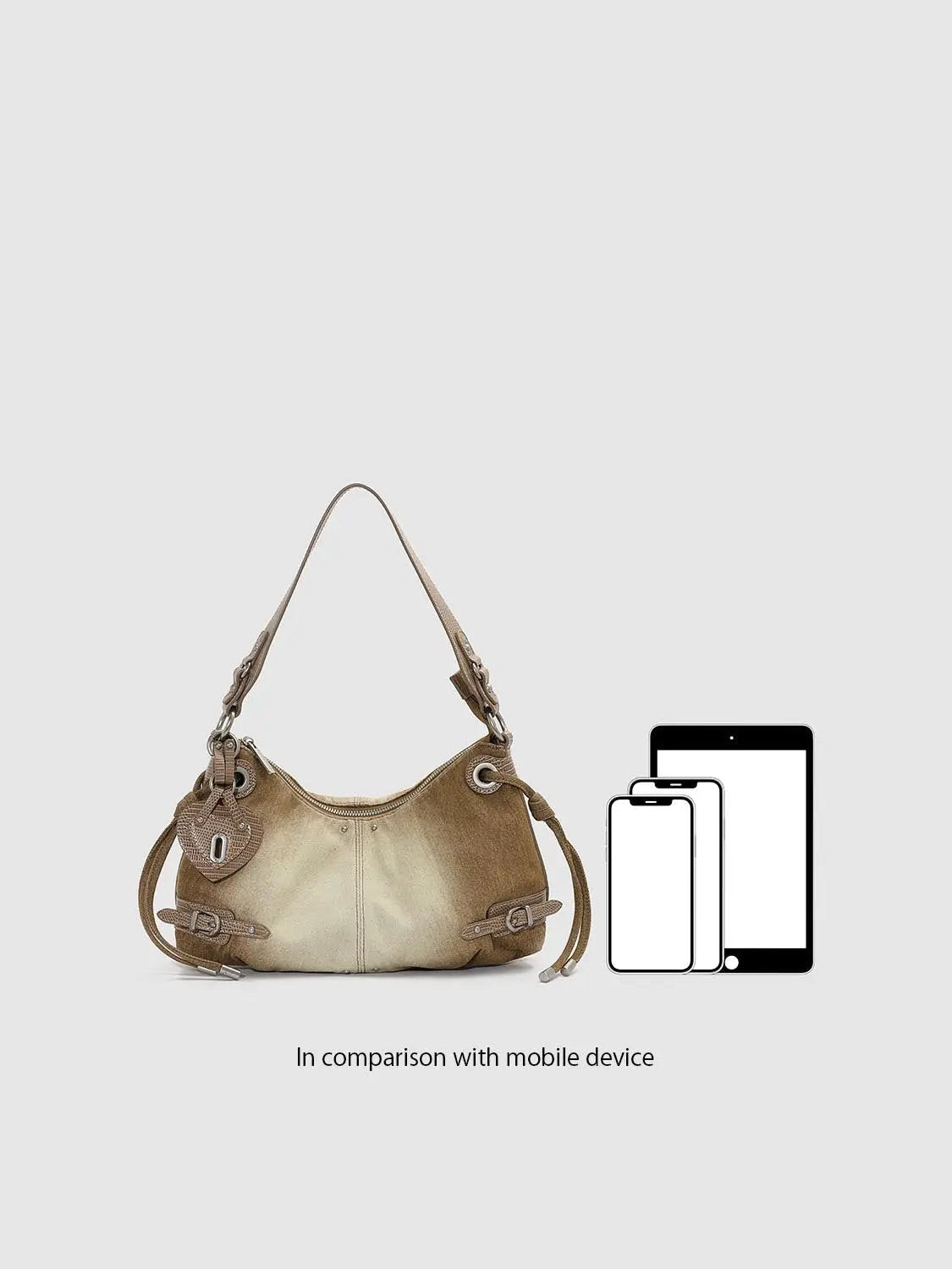 Distressed Canvas Hobo Bag With Buckle