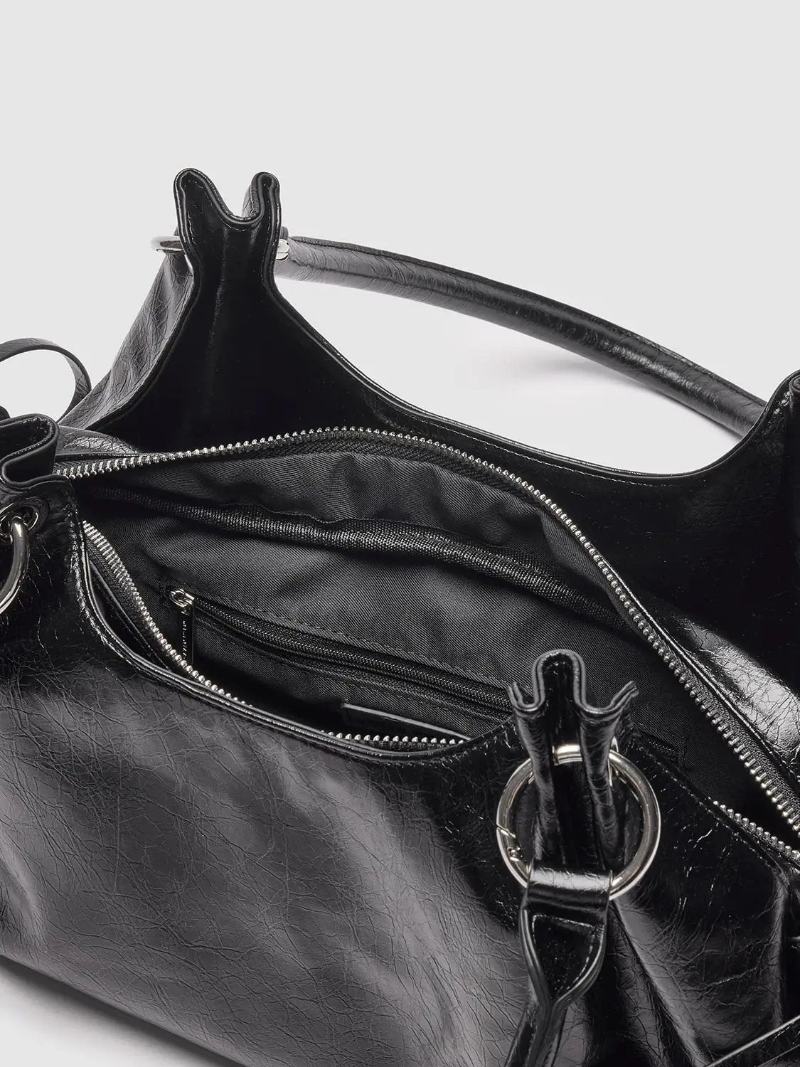 Textured Ruched Drawstring Slouchy Shoulder Bag