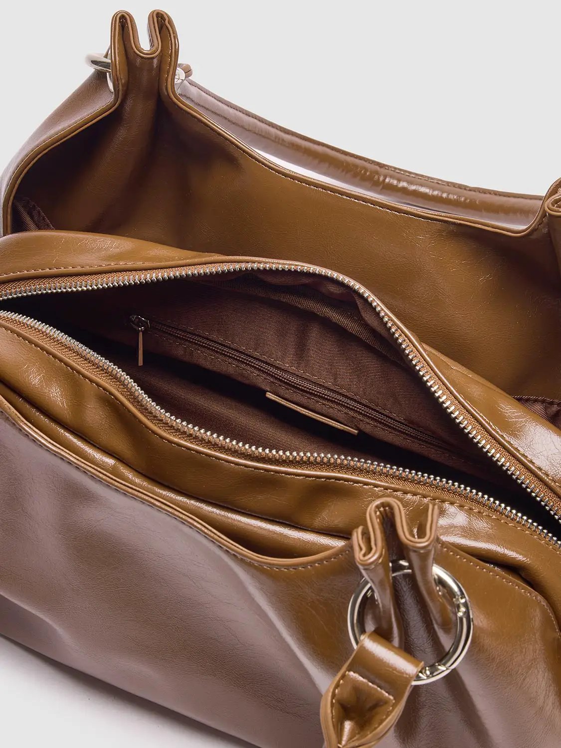 Textured Ruched Drawstring Slouchy Shoulder Bag