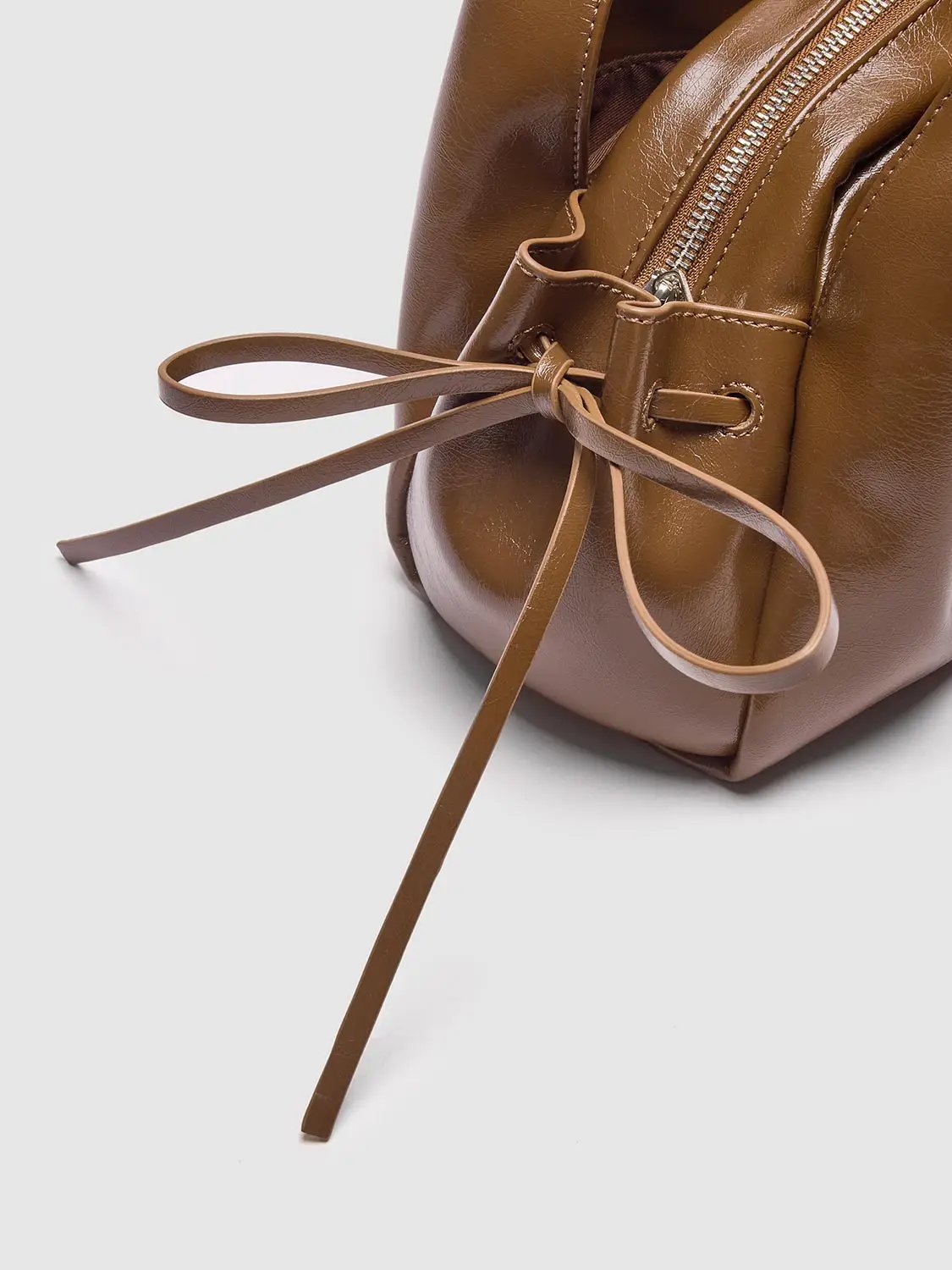 Textured Ruched Drawstring Slouchy Shoulder Bag