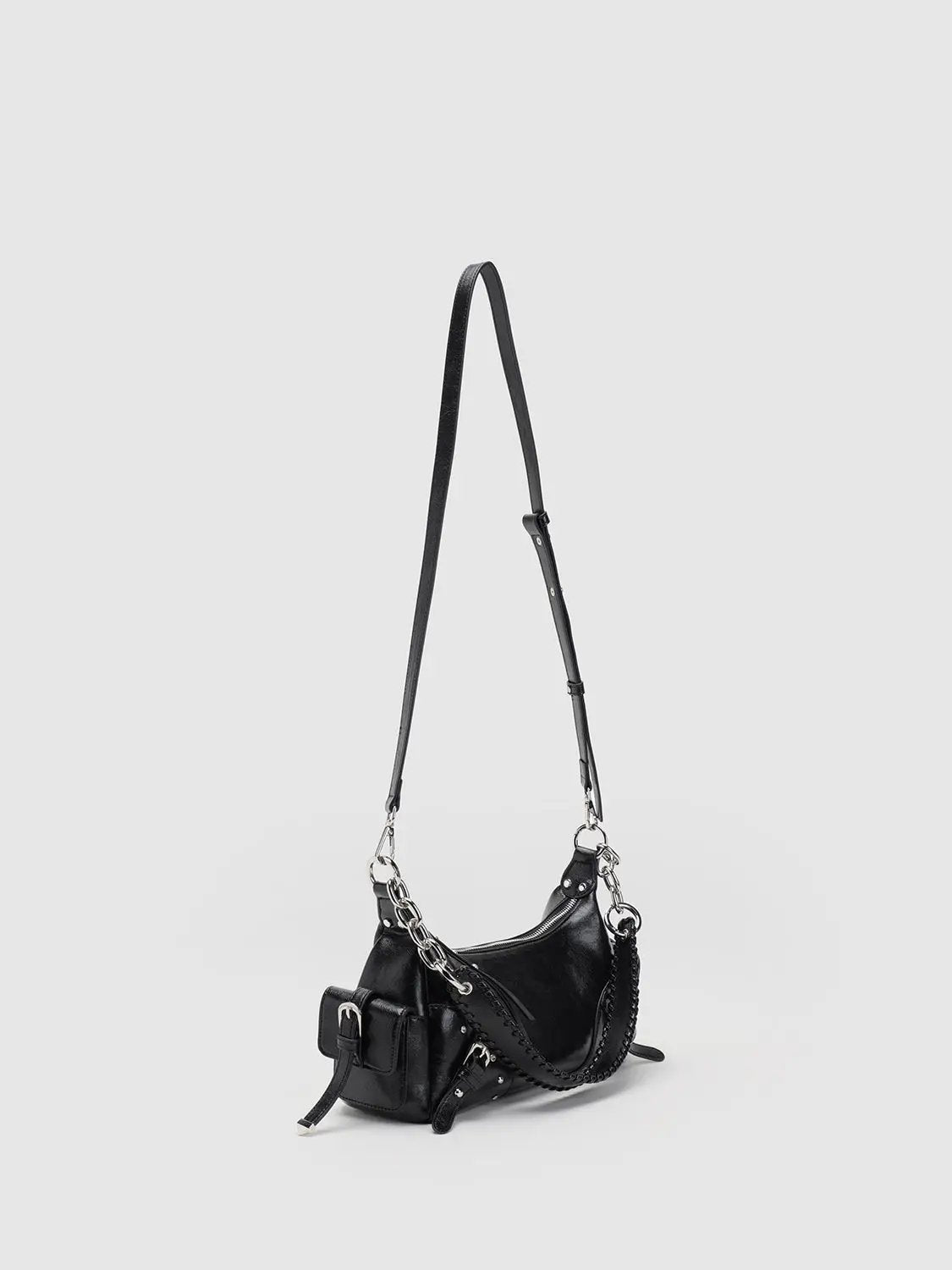 Dual Strap Studded Shoulder Crossbody Bag