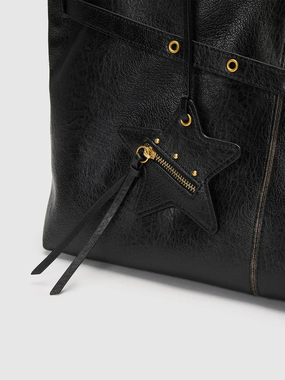 Textured Artificial Leather Star Charm Shoulder Bag