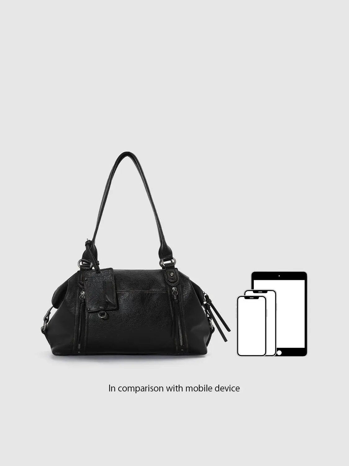 Textured Zipped Shoulder Bag With Long Strap