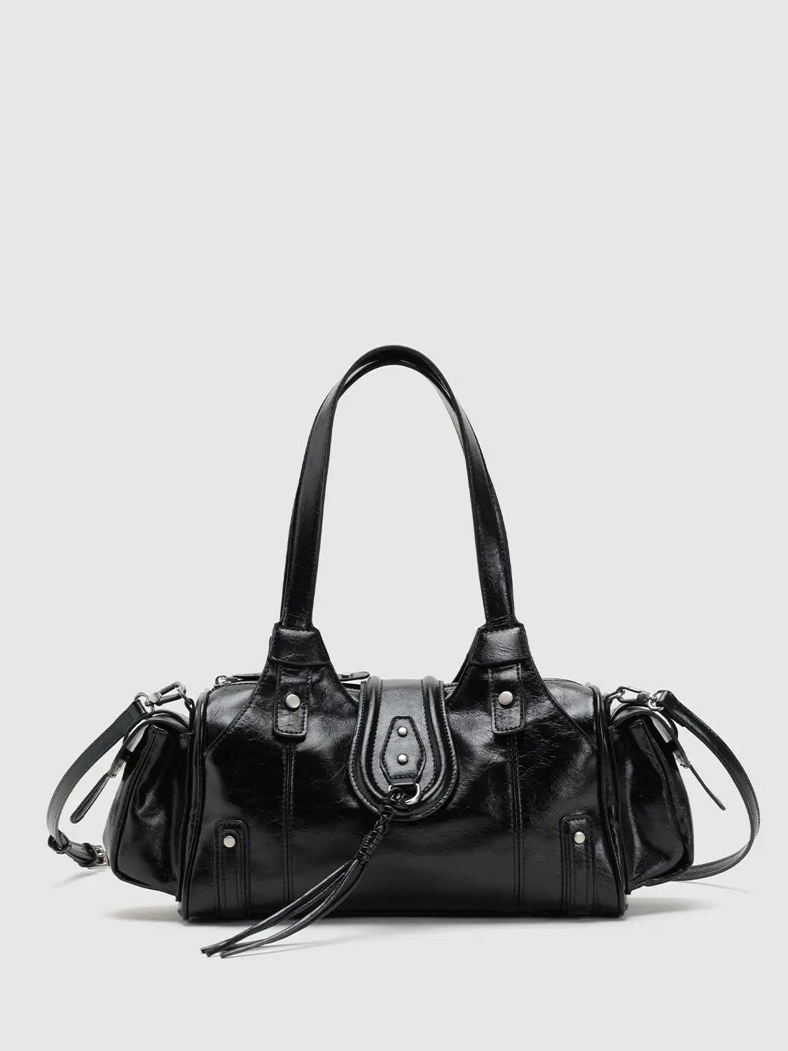 Studded Tassel Shoulder And Crossbody Handbag