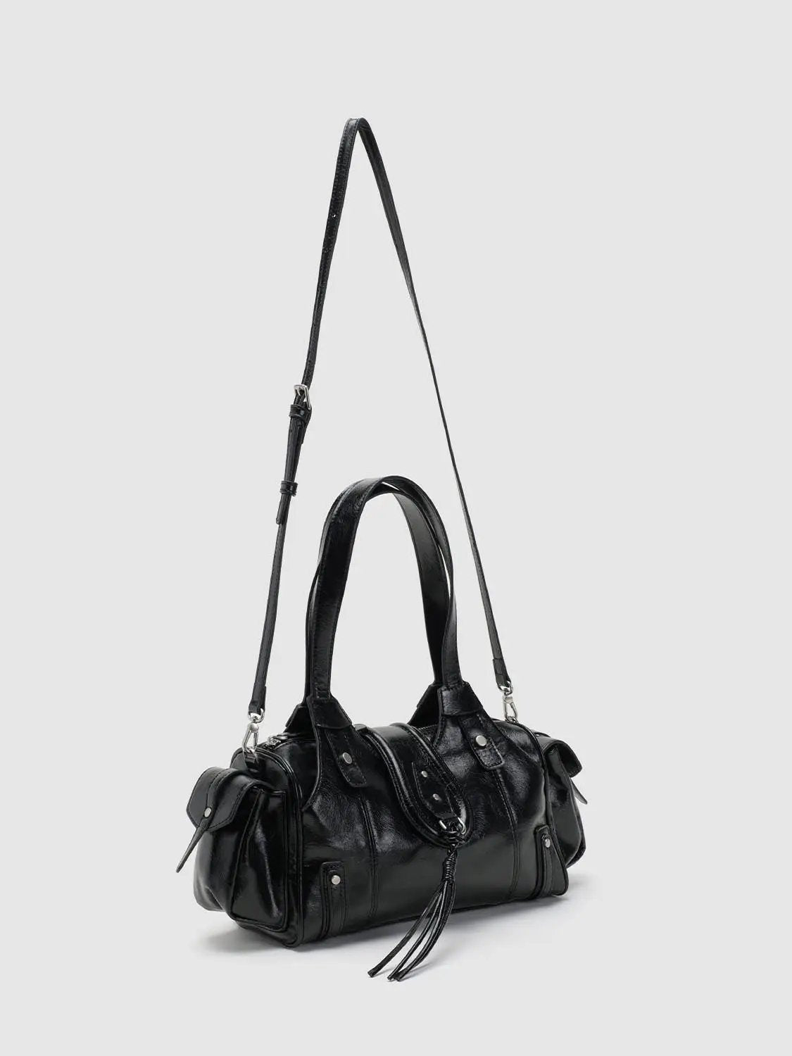 Studded Tassel Shoulder And Crossbody Handbag
