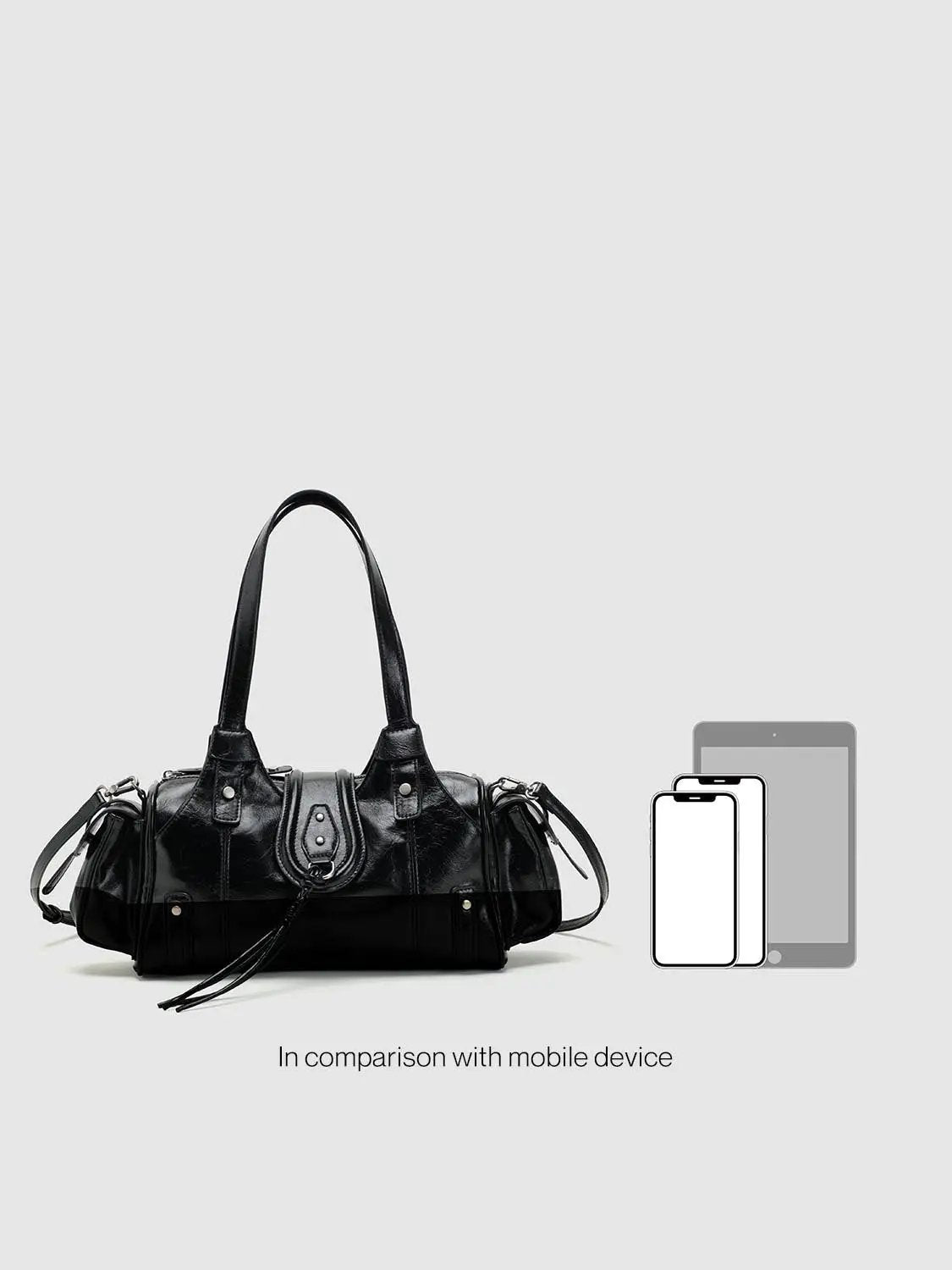 Studded Tassel Shoulder And Crossbody Handbag
