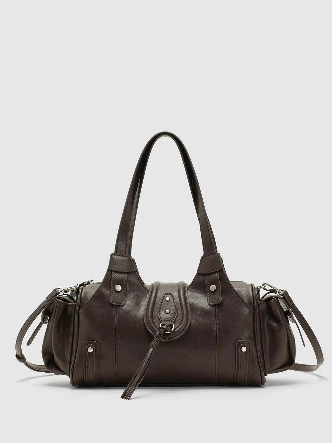 Studded Tassel Shoulder And Crossbody Handbag