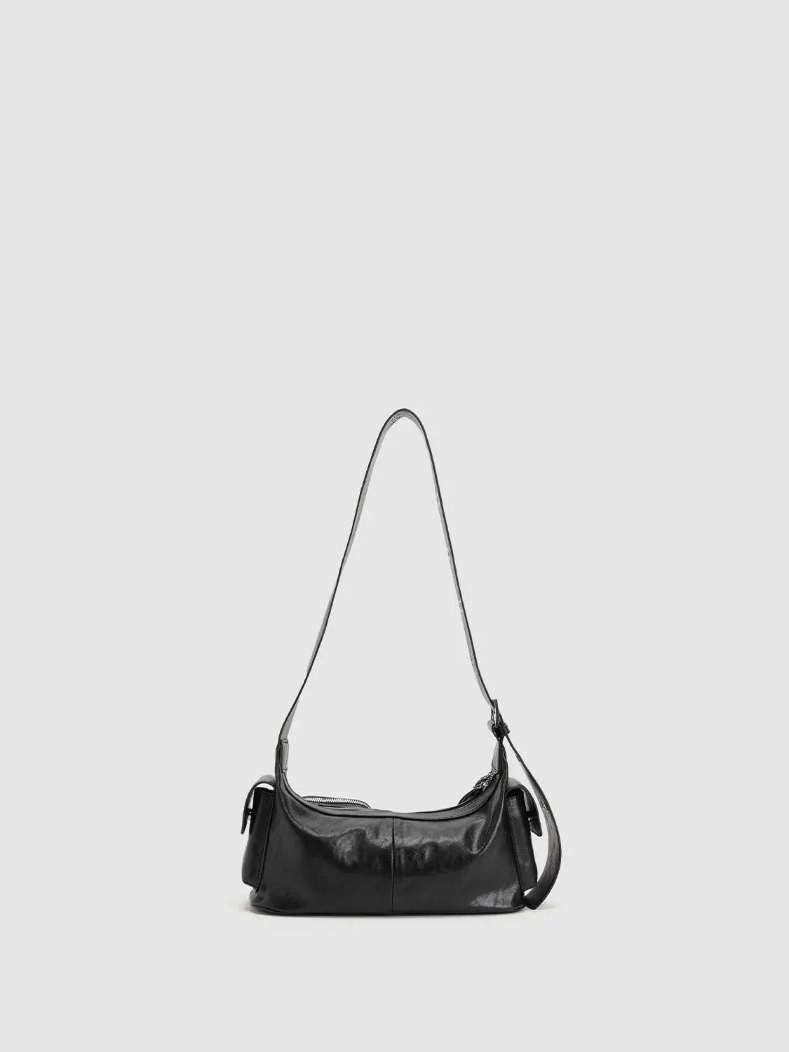Fringe Detail Zippered Shoulder Bag